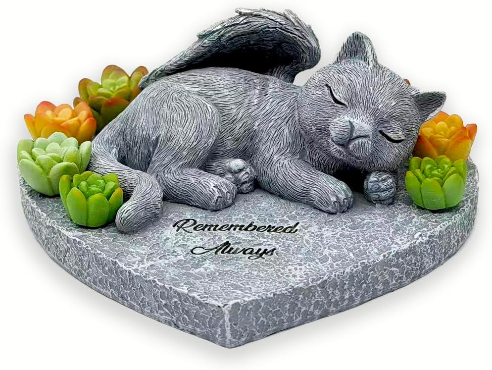 Dog Memorial Gifts 4.72Inch Pet Memorial Stone Sleeping Dog with Succulents Headstones for Dogs or Thoughtful Sympathy Gift