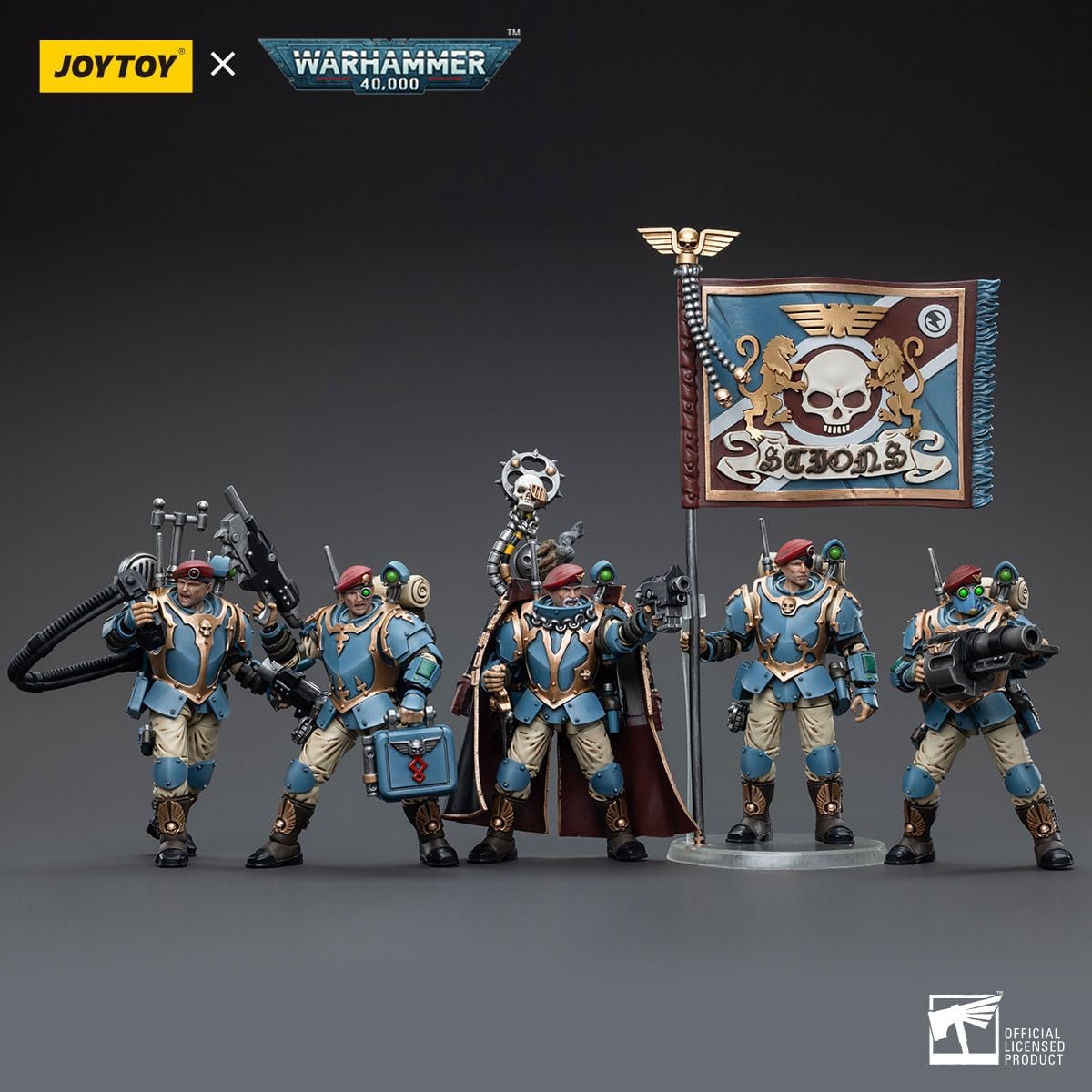 LEBOO JOYTOY Warhammer 40K 1/18 Action Figure Astra Militarum Tempestus Scions Command Squad 55th Kappic Eagles