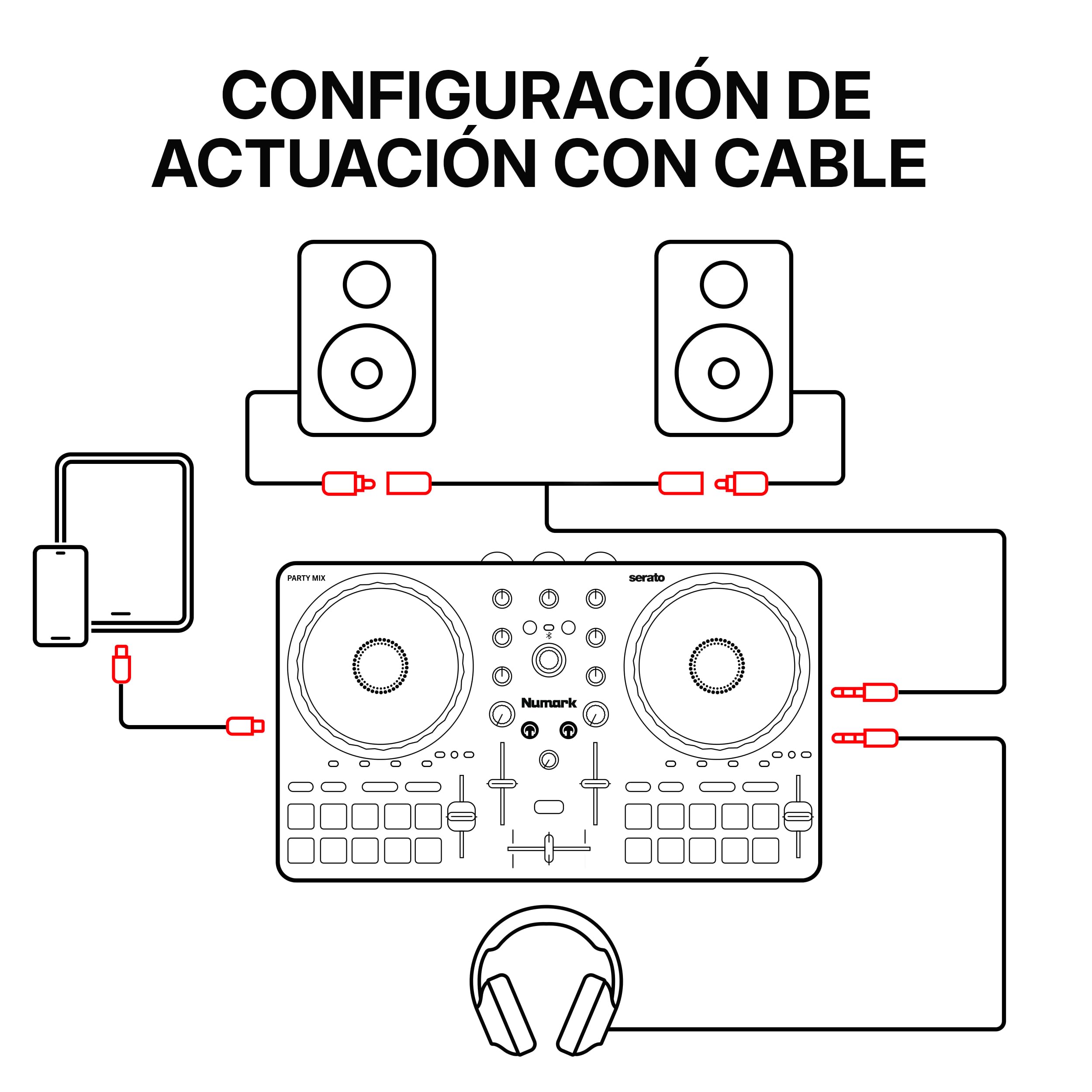 Numark Party Mix III Controlador DJ Bluetooth con Luces Integradas | Beat Assist, Smart Fader, 16 pads, mezclador DJ de 2 decks, control Stems, USB-C, Serato DJ Lite y Algoriddim djay incluidos