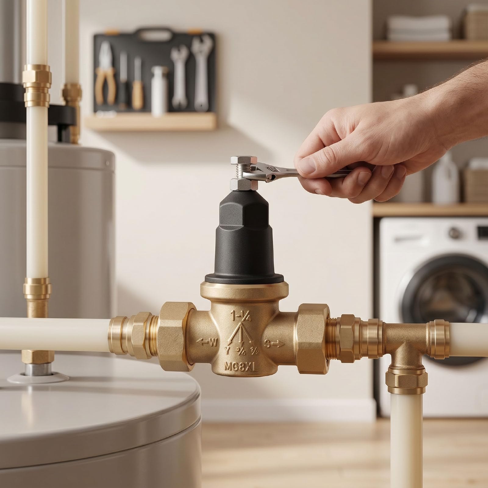 Valvola Riduttrice di Pressione Dell'acqua, Regolatore di Pressione in Ottone 1 Pollice con Doppia Filettatura FNPT, for Casa Irrigazione Caldaia Giardino