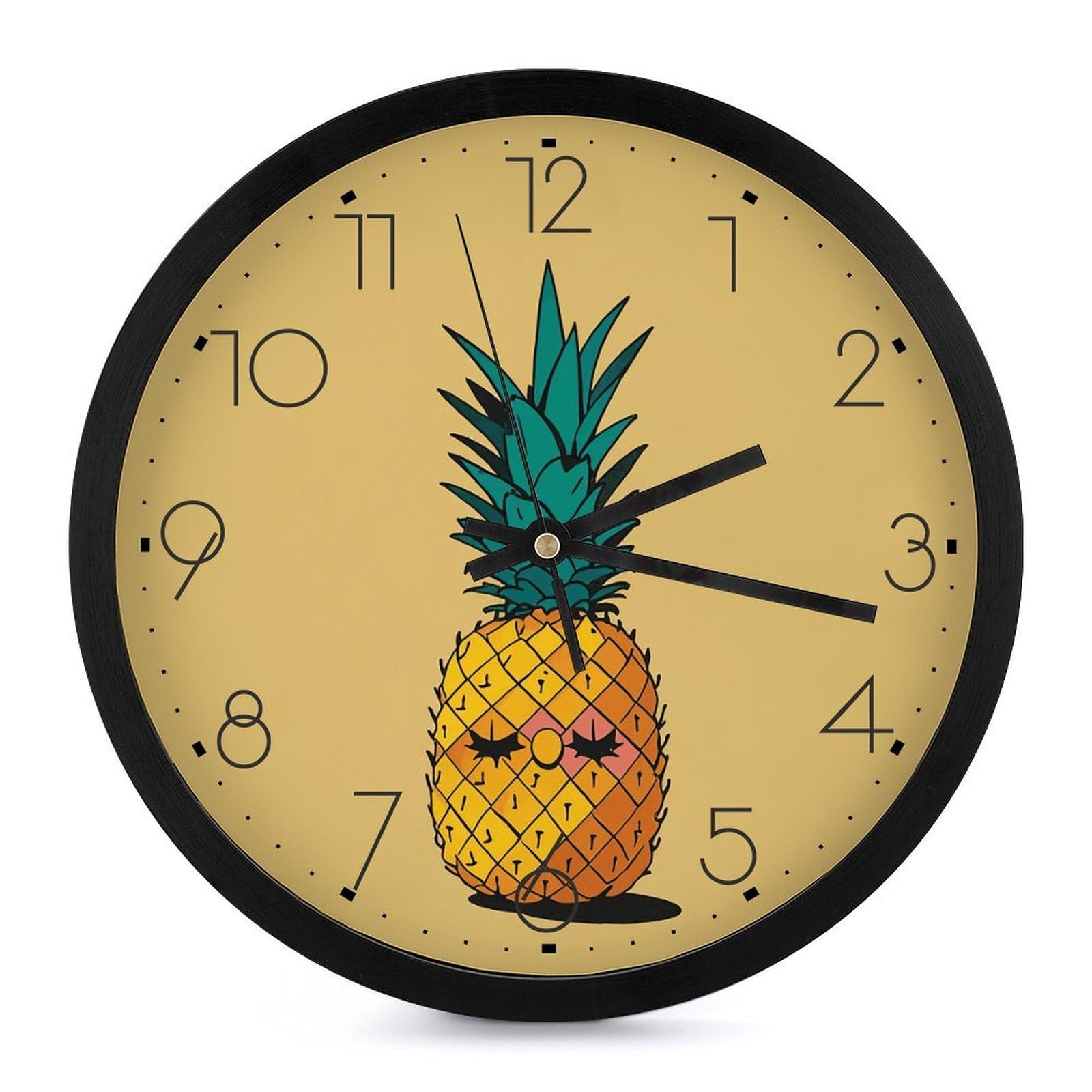 Horloge murale à quartz silencieuse pendule ronde noire analogique décorative