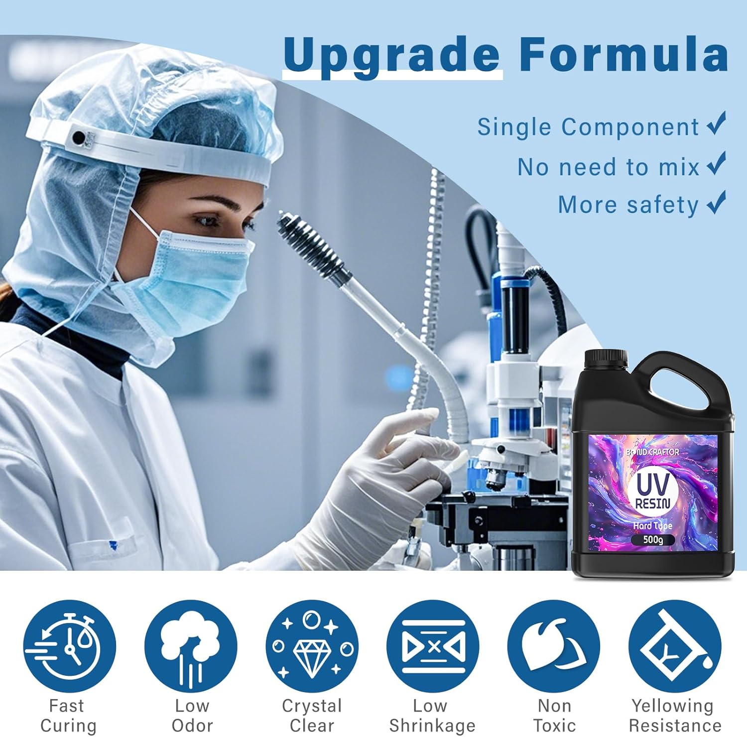 Bond Craftor UV Resin 500g, Fast Curing Clear Epoxy Resin Kit Hard Type for Jewelry Making, Craft, DIY