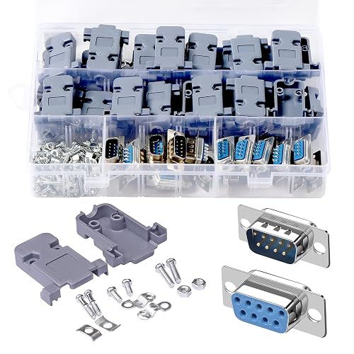 ANMBEST DB9 20 Sets Solder Connector 9PIN RS232 Terminal Adapter | Breakout Board, with Case Assortment Kit, 10PCS Male + 10PCS Female