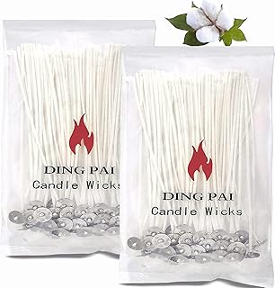 100pcs Cotton Candle Wicks, 6 inches Low Smoke Pre-Waxed Candle Wicks for Candle Making, Candle DIY