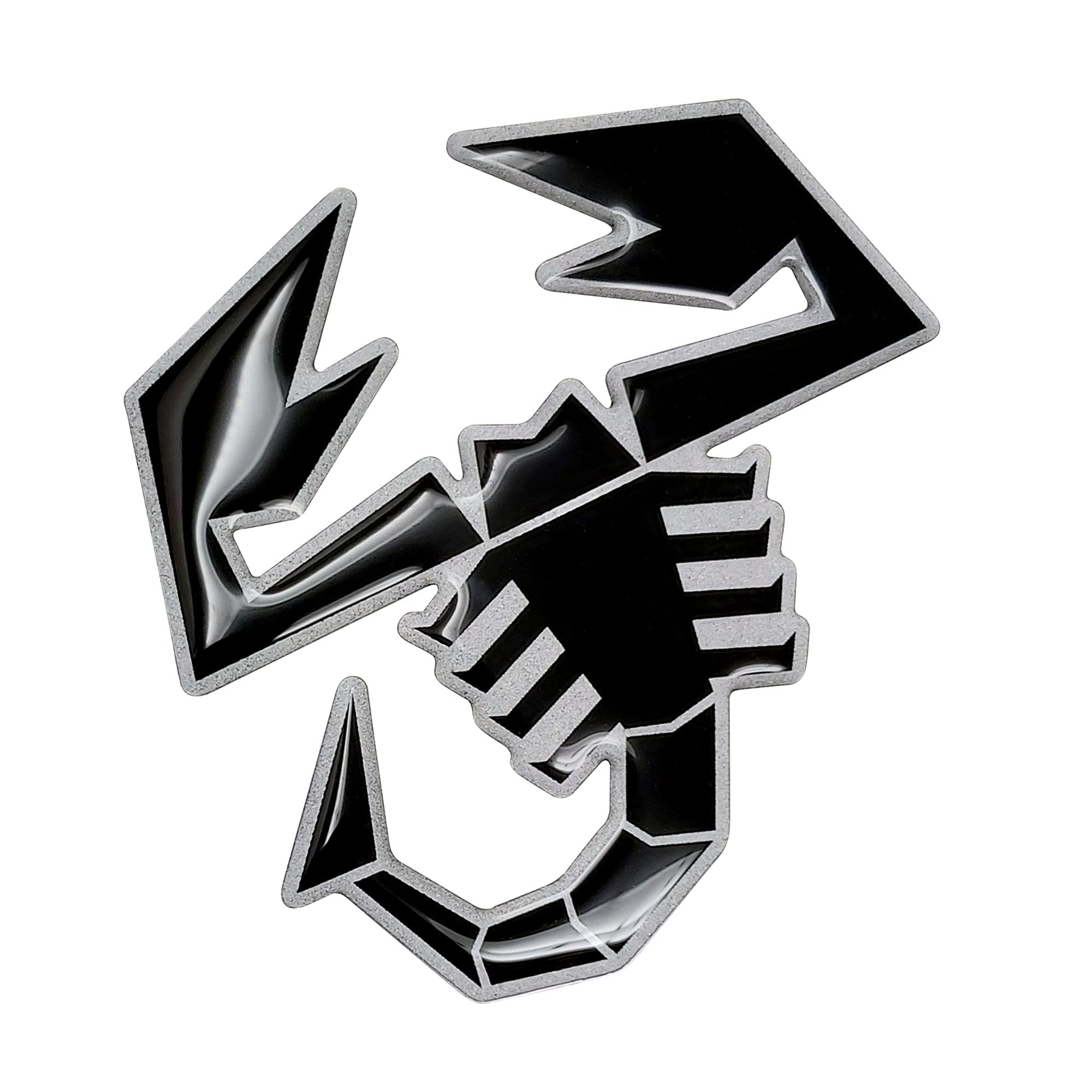 Abarth 3D Sticker Scorpion, Black and Matt Silver, 120 mm