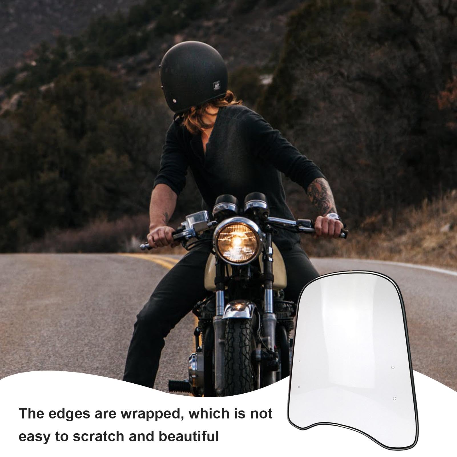 46x42.5 Cm Parabrezza Per Scooter, Parabrezza Moto Per Bici Elettriche, Con Bordi Allargati E Parabrezza Spoiler Universale Per Moto, Veicoli Elettrici, Infrangibile, Antivento, Protezione Dal Freddo