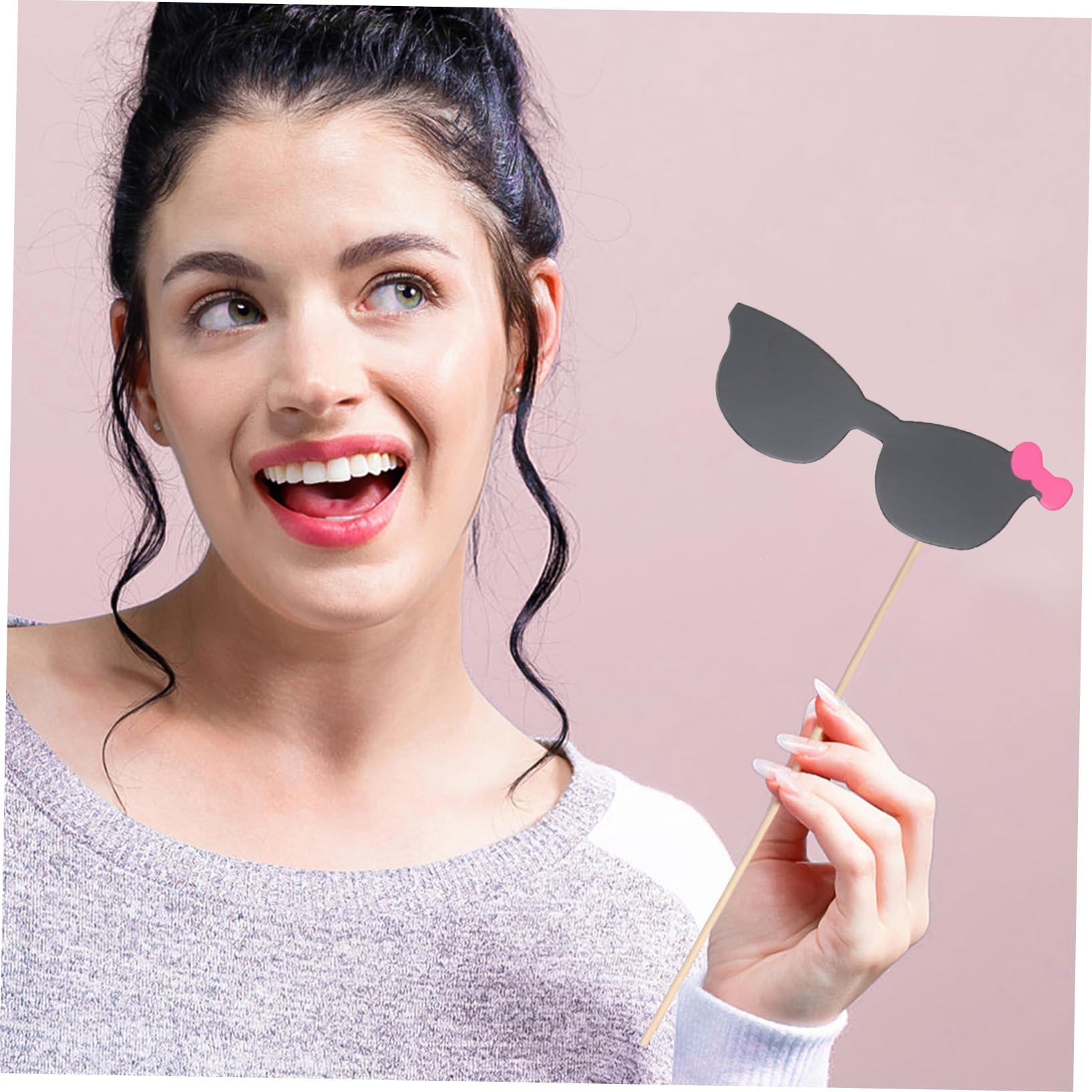 60 Lustige Foto Requisiten mit Schnurrbartmasken, Party | Hochzeiten und Weihnachten, Karton mit Bambusstäben, Gemischte Ausführung, Inklusive Klebepunkte Zufälliger Stil