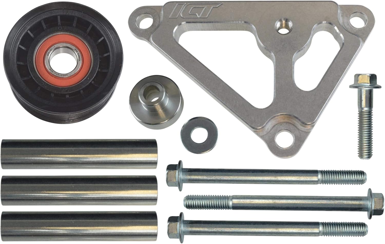 ICT Billet Idler Pulley Bracket - Power Steering Eliminator Compatible with LSX LS1 Truck SUV Camaro LS3 ICT 551776-3