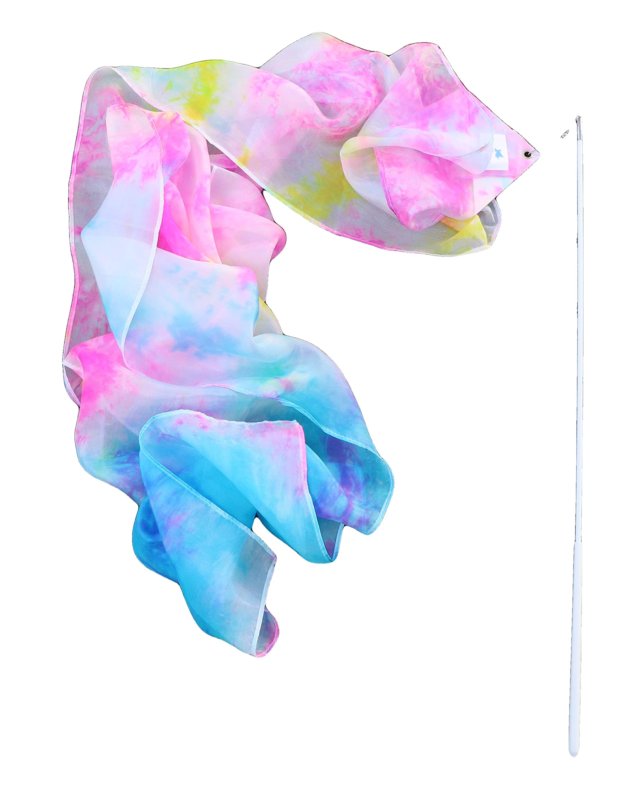 Winged Sirenny Youth Silk Ribbon Dancer Wand, Church Worship & Praise Adoration Dance Flag Banner, Juggling Play Silk Streamer with Rods.