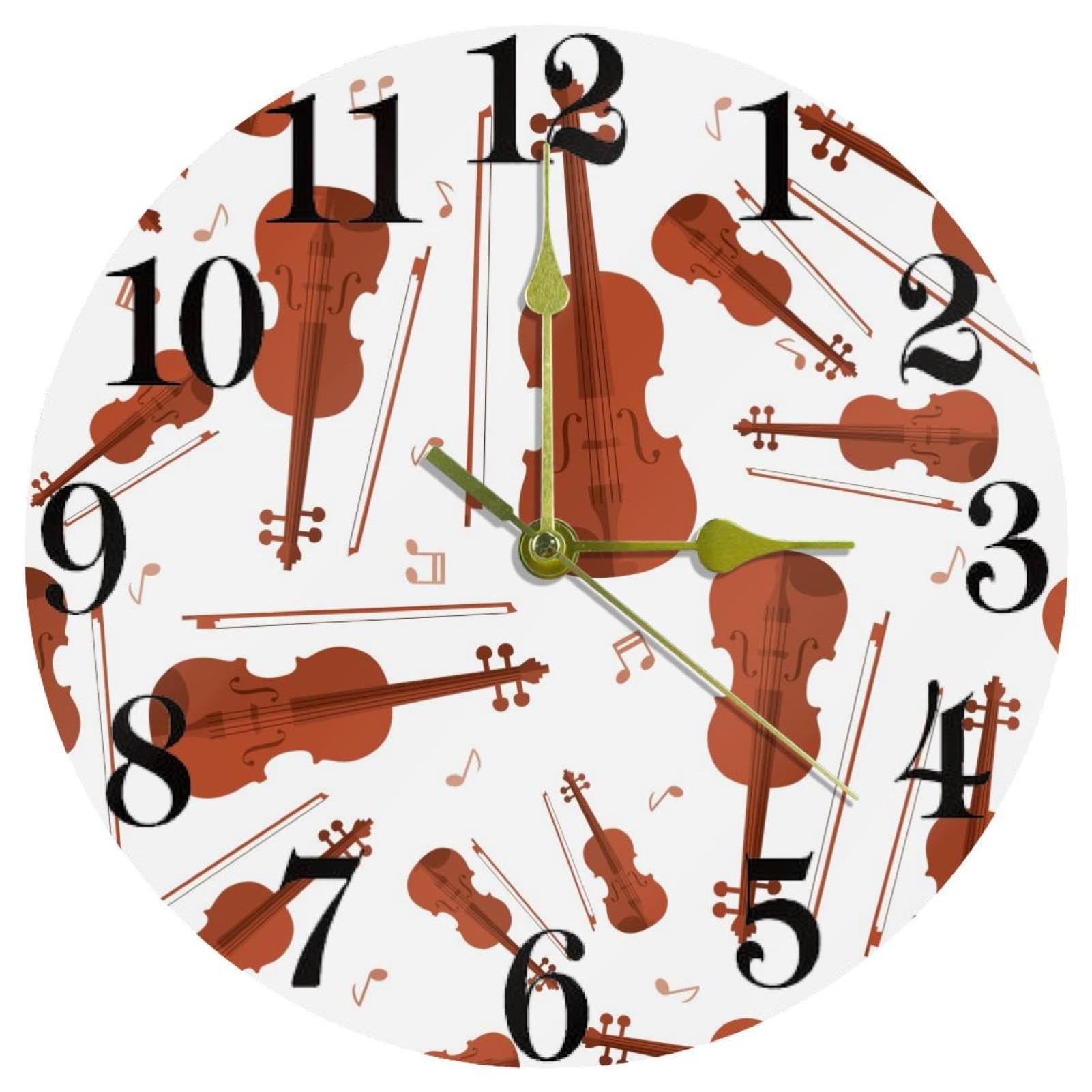 Horloge murale violon avec mouvement à quartz silencieux pour une décoration de salon