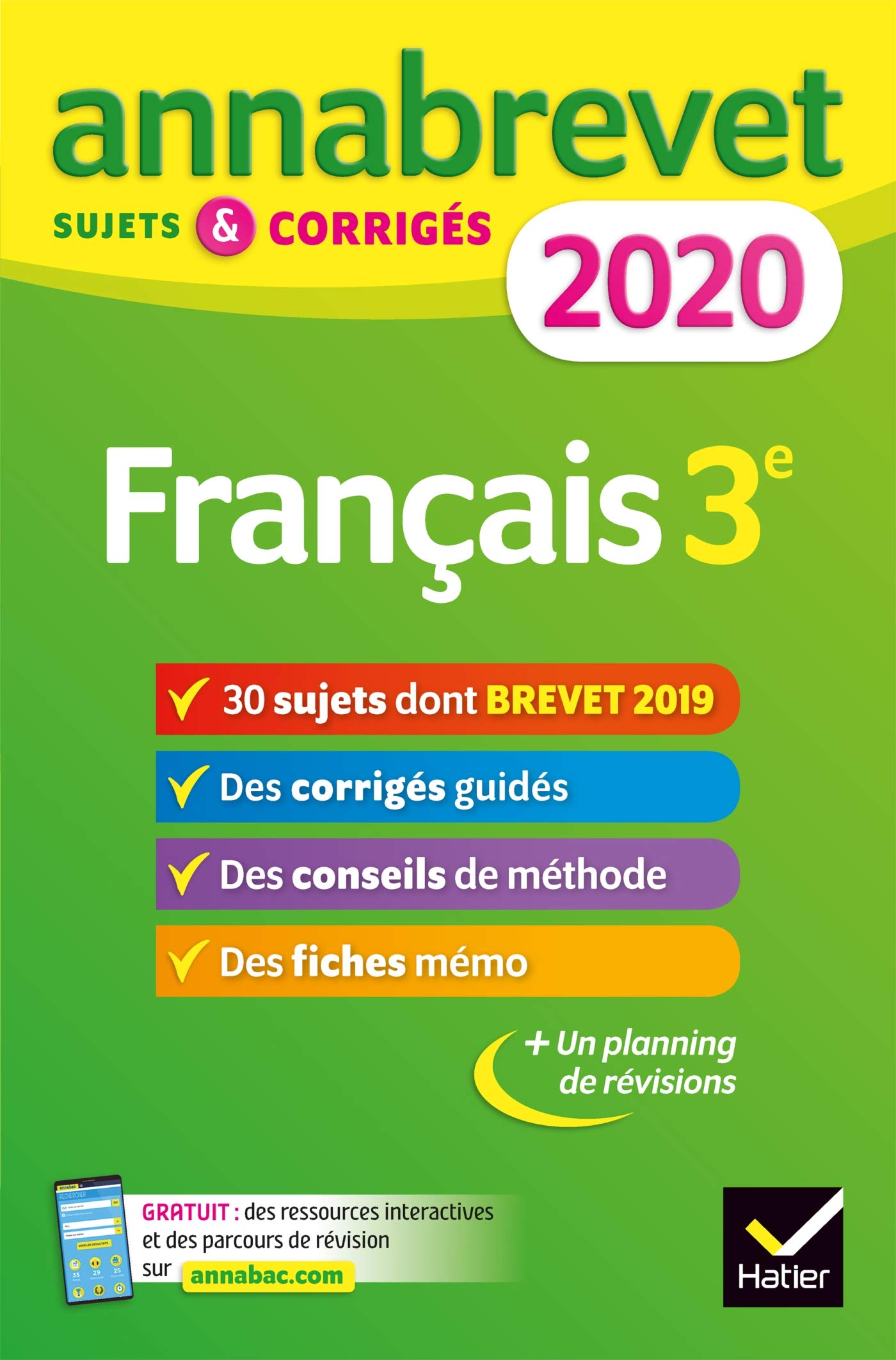 Annales du brevet Annabrevet 2020 Français 3e: 26 sujets corrigés (questions, dictée, rédaction) Paperback – August 22, 2019