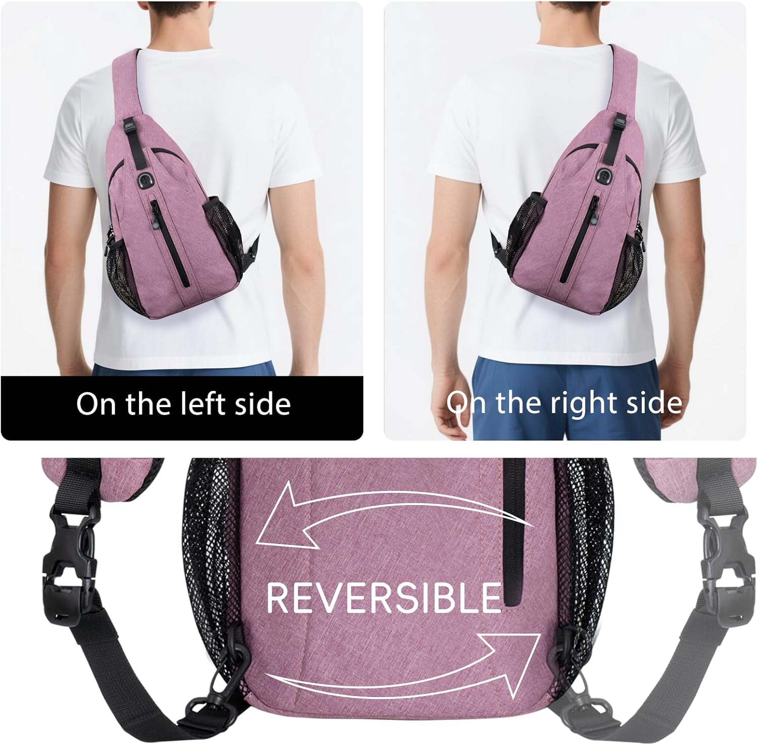 LEDAOU Crossbody Sling Bag Anti-Theft Sling Backpack Cross Body Shoulder Chest Bag Fanny Pack Travel Hiking Daypack - Image 3