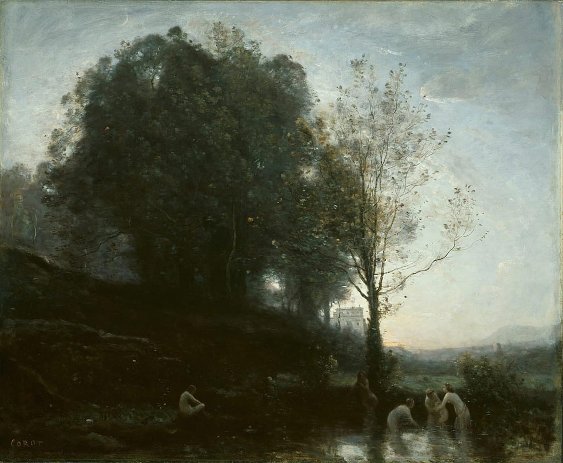 ARTXLXXBN Famous Painting Art Wall Decor Abstract Art Picture Bathing Nymphs and Child by Jean Baptiste Camille Corot Animal Pictures for Home Decor 60x90cm
