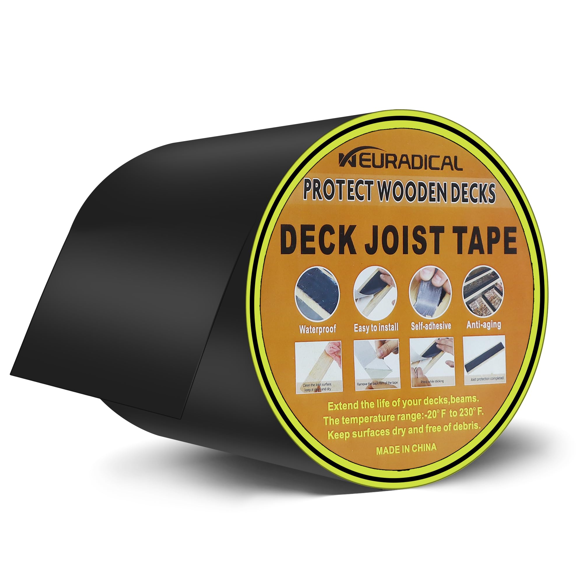 Cinta adhesiva de butilo para cubierta impermeable y resistente a la intemperie, autoadhesiva, anticorrosión para vigas y vigas de madera (1 pieza de 6 pulgadas x 50 pies)