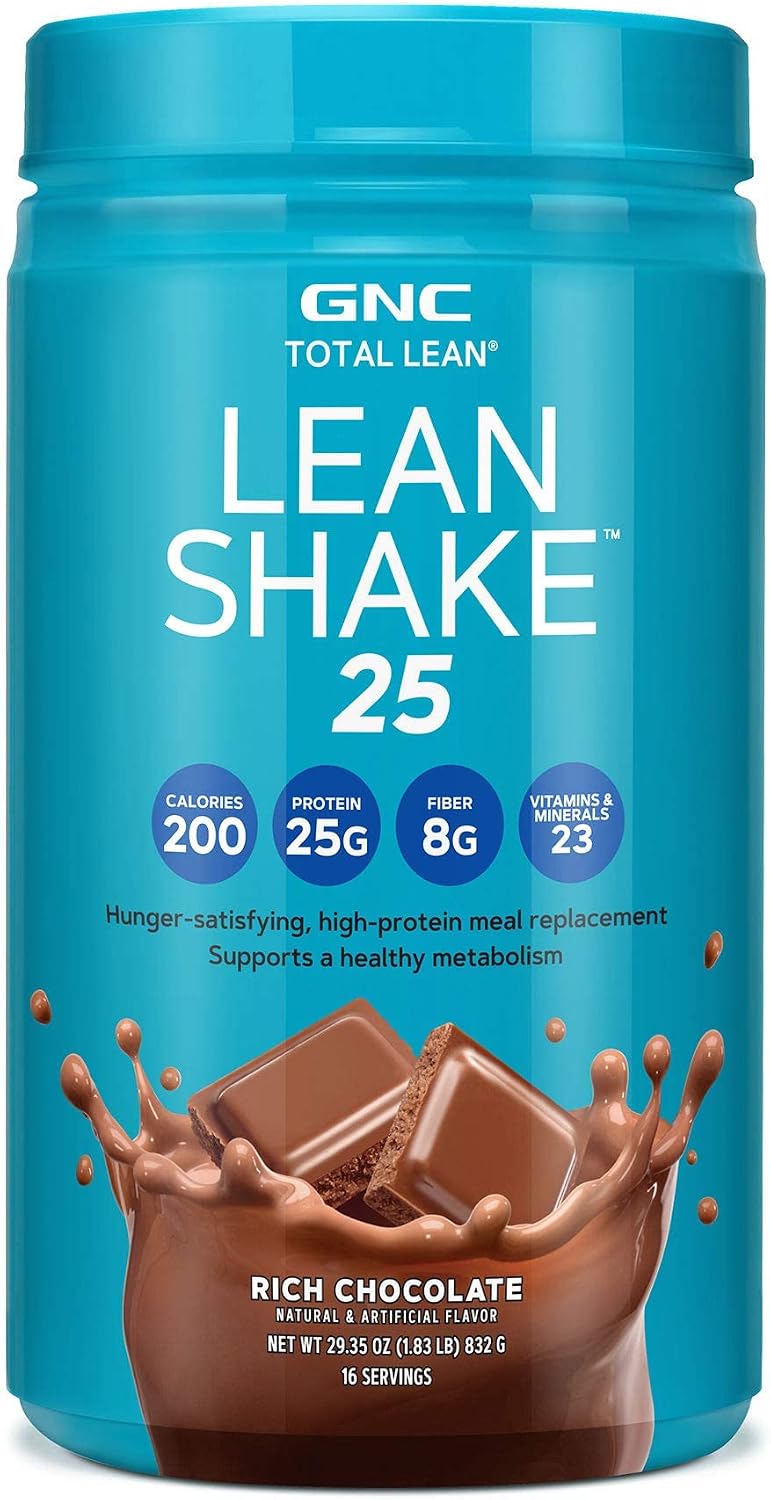 GNC Total Lean | Lean Shake 25 | Hunger Satisfying, High Protein Meal Replacement Shake, Supports a Healthy Metabolism | Rich Chocolate | 16 Servings