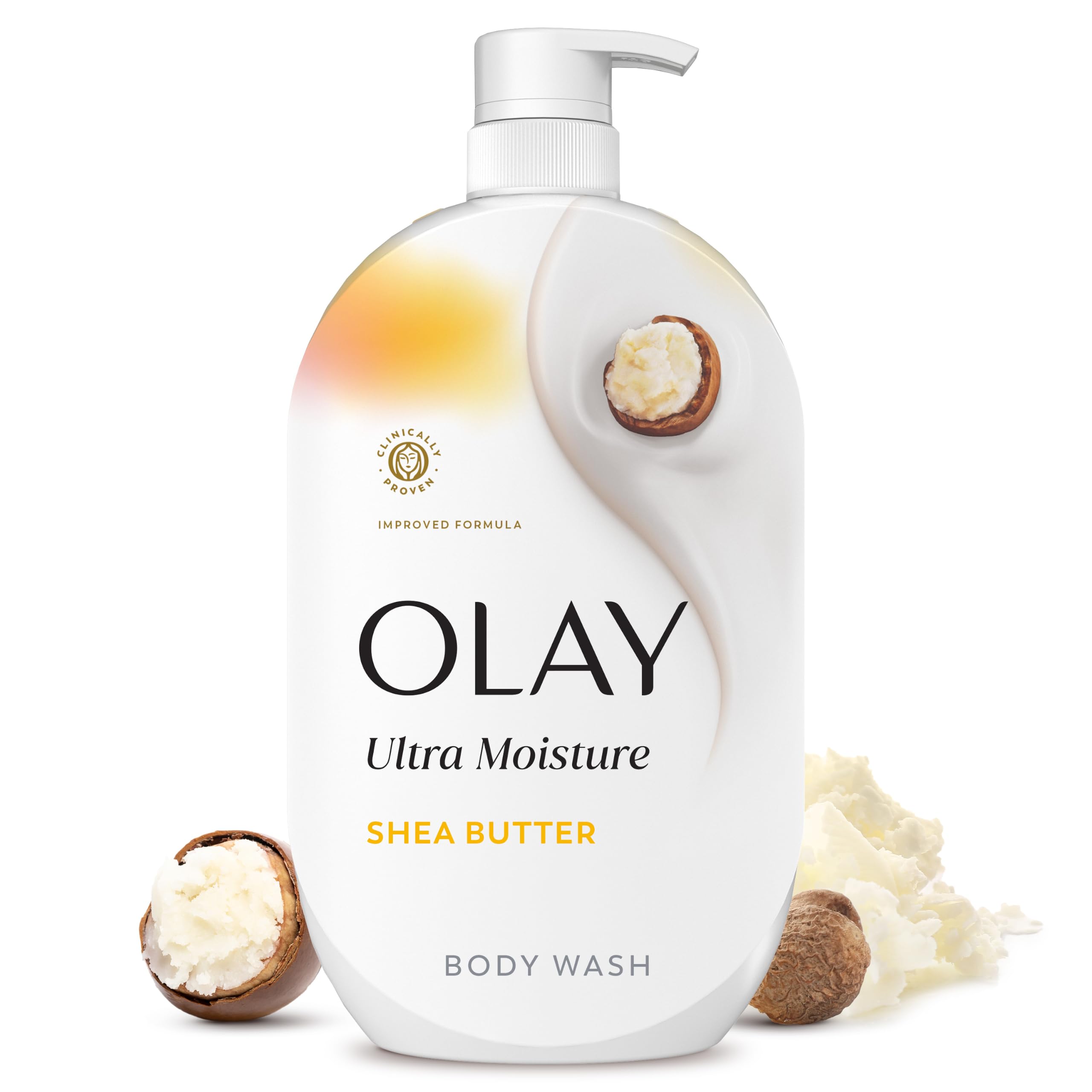 Olay Body Wash for Women, Ultra Moisture, 24/7 Moisture Barrier Repair, Hydrating Formula for Visibly Healthy Soft Skin, Vitamin B3 & Hyaluronic Blend, For All Skin Types, Shea Butter Scent, 35 fl oz