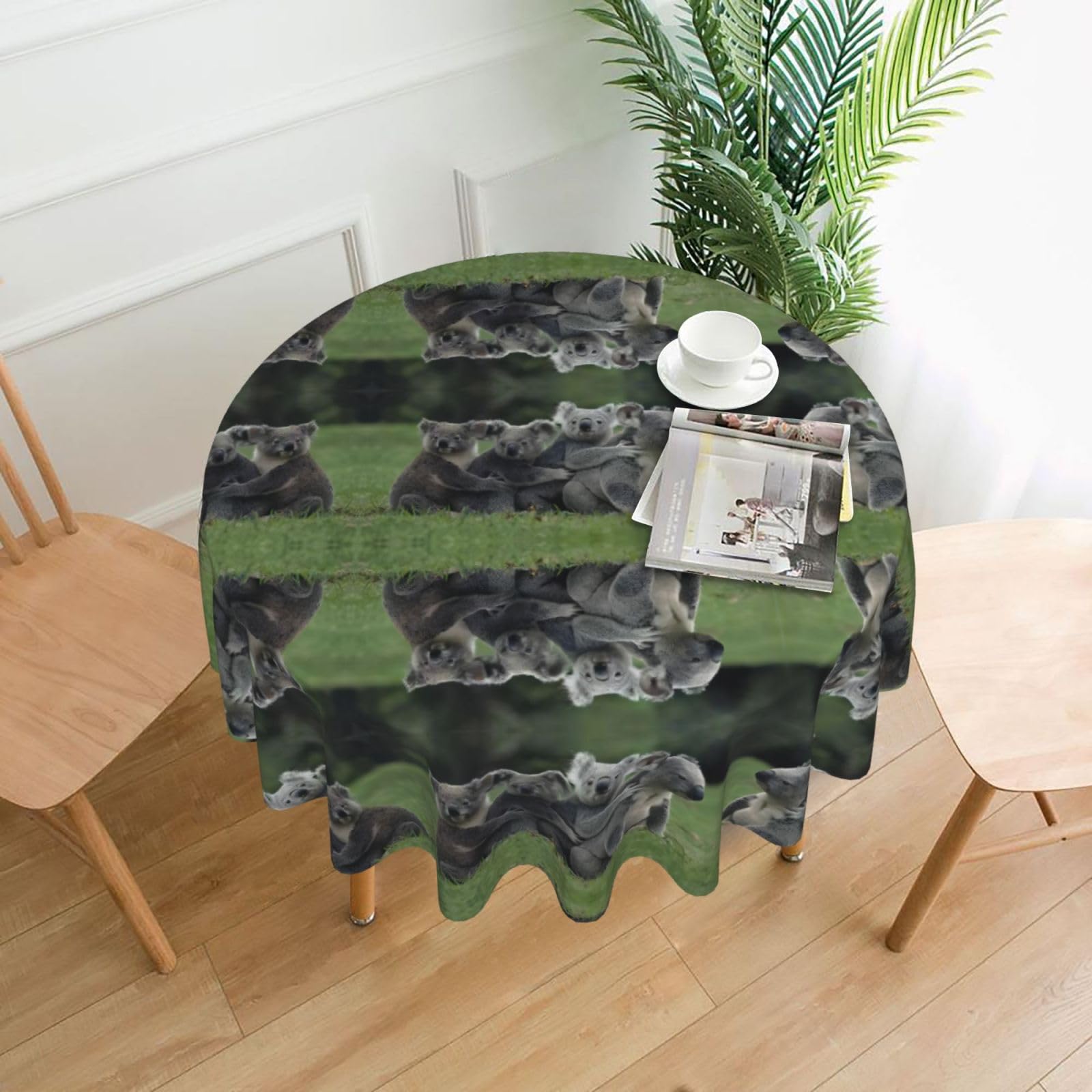 ZHAOUR Cute Koala Bear Print Round Washable Tablecloth – Table Cover
