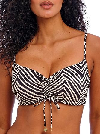 Freya Womens Fiji Falls Underwire Bralette Bikini Swim Top, AS6814, Black, 30G