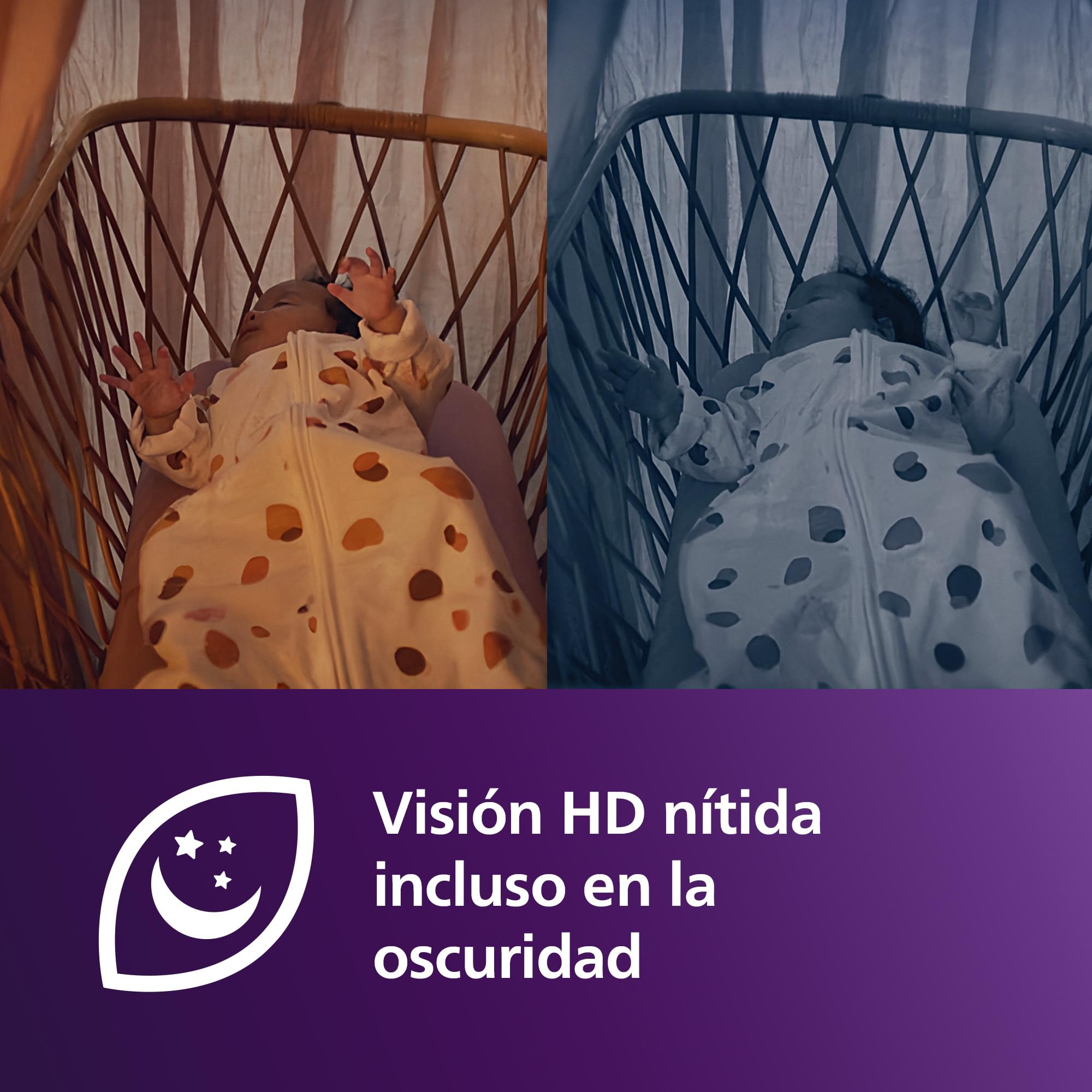 Philips Avent - Monitor de bebé Conectado con WiFi, cámara HD, visión Nocturna infrarroja, detección de llanto, Audio bidireccional, 12 Horas de Tiempo de Pantalla en Modo ecológico, Modelo SCD951/26