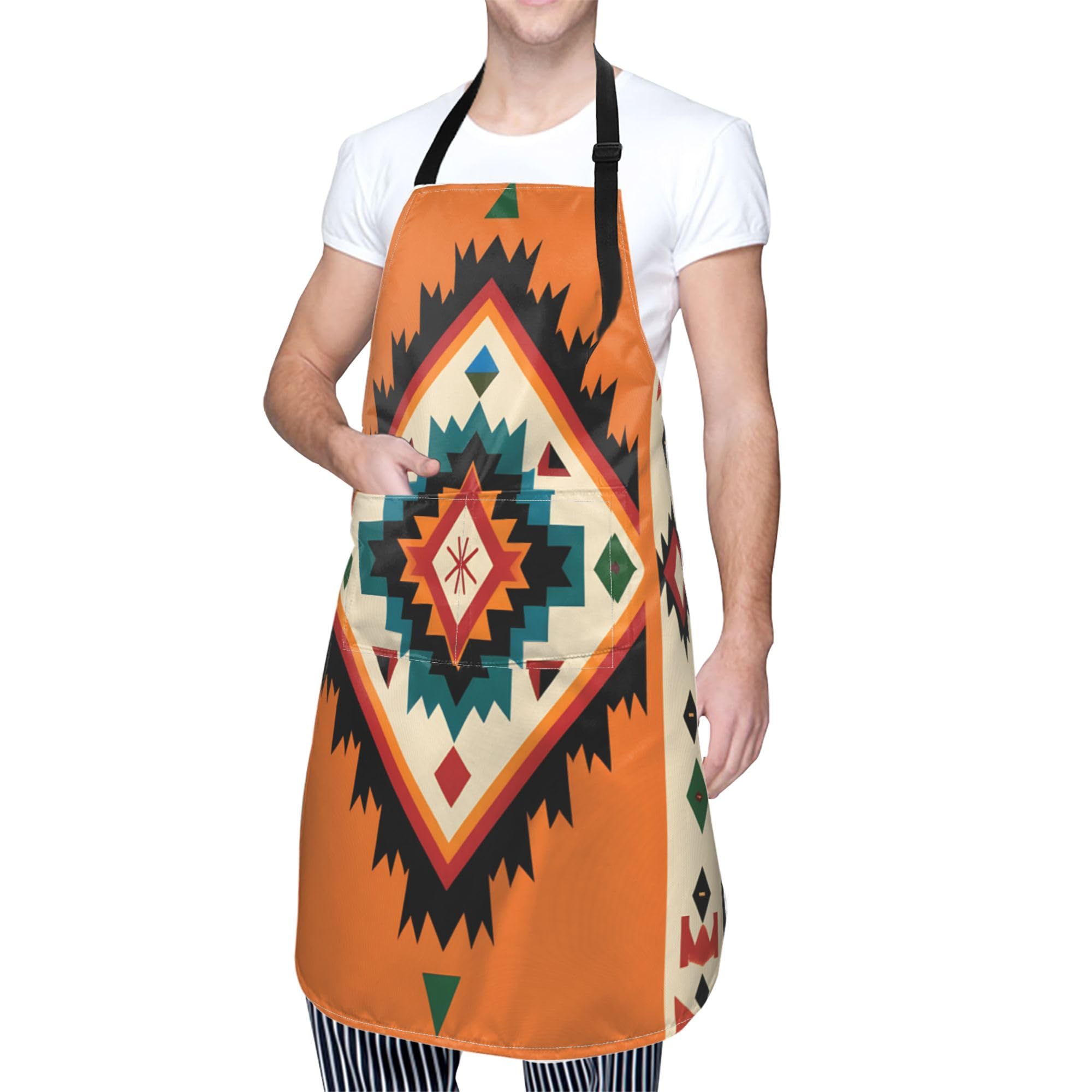 Hysing Majiang Tiles Cooking Apron With Pockets Oxford Cloth Kitchen Apron Unisex Home Waitress Chef Waterproof 28x33 Inch