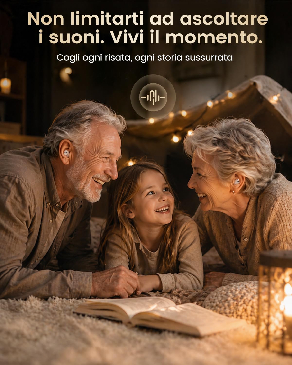 Dispositivo Auricolare Digitale Invisibile per Adulti, Custodia di Ricarica con Display LED, 18 Ore di Autonomia, Design Quasi Invisibile, Dispositivo per l'udito per Anziani,36 Ore Totali e Custodia