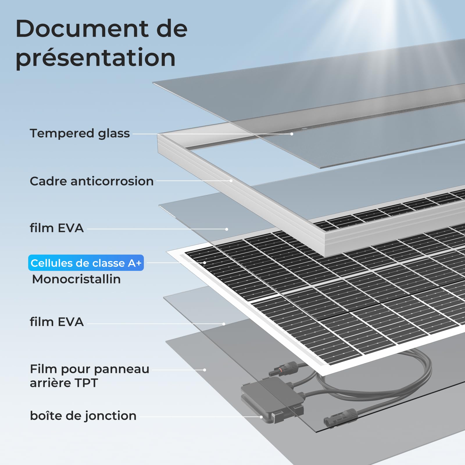 Kit Panneau Solaire 200 W 12V (2x100W) N-Type 18BB 25% IP68, Régulateur PWM 30A, pour Camping-Car, Van, Bateau, Système Solaire Hors Réseau