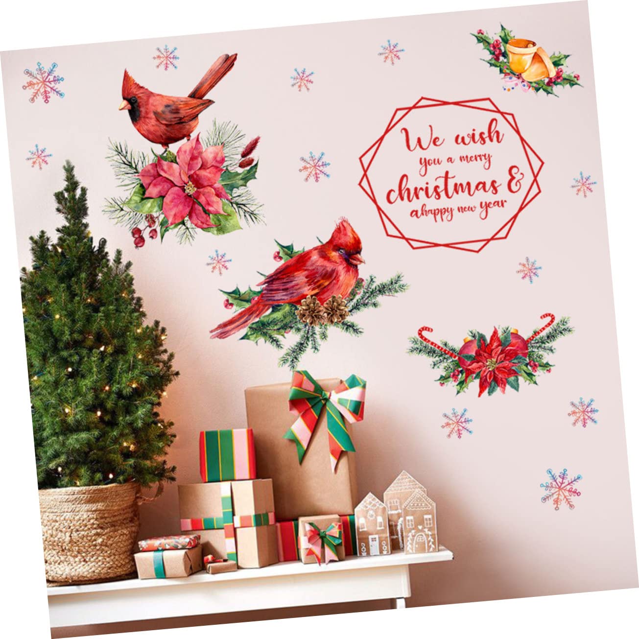 HOMSFOU 5blätter Weihnachtliche Fensteraufkleber Selbstklebende Wandtattoos Für Türen Und Fenster Festliche Dekoration Mit Weihnachtsmotiven Teilig Langlebig Und Farbenfroh Für