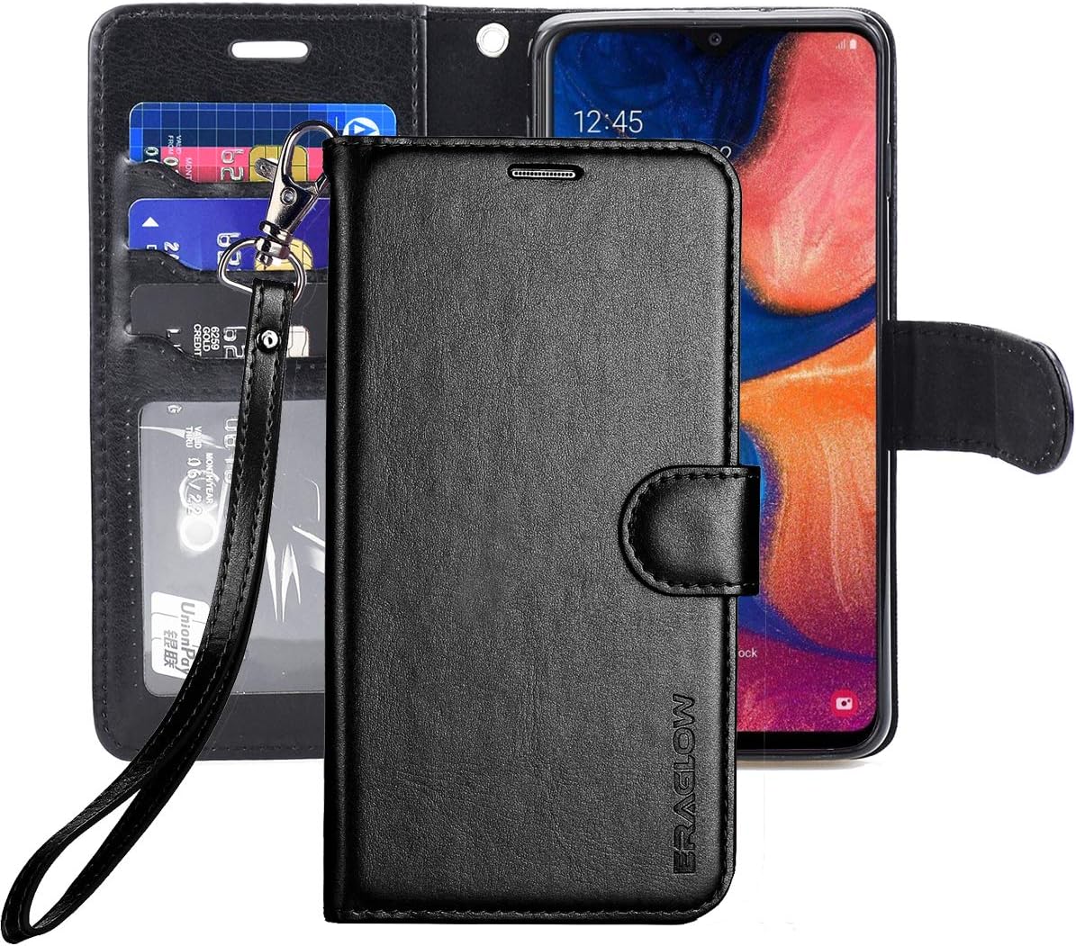 Galaxy A20 Case,Galaxy A30 Case,Premium PU Leather Wallet Flip Protective Phone Case Cover w/Card Slots & Kickstand for Samsung Galaxy A20/A30 2019 (Black)