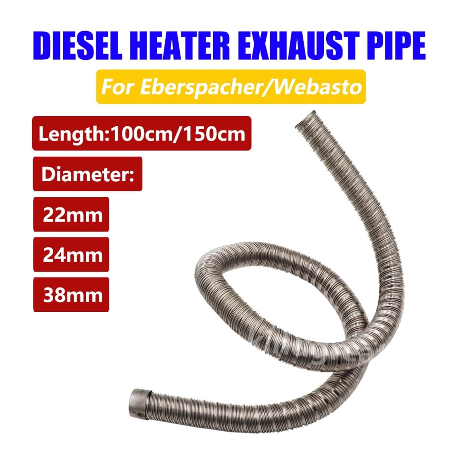 Do nagrzewnicy o średnicy 22 mm/24 mm/38 mm 3 warstwy Rura wydechowa nagrzewnicy powietrza na olej napędowy 100 cm/150 cm(38mm 150cm)