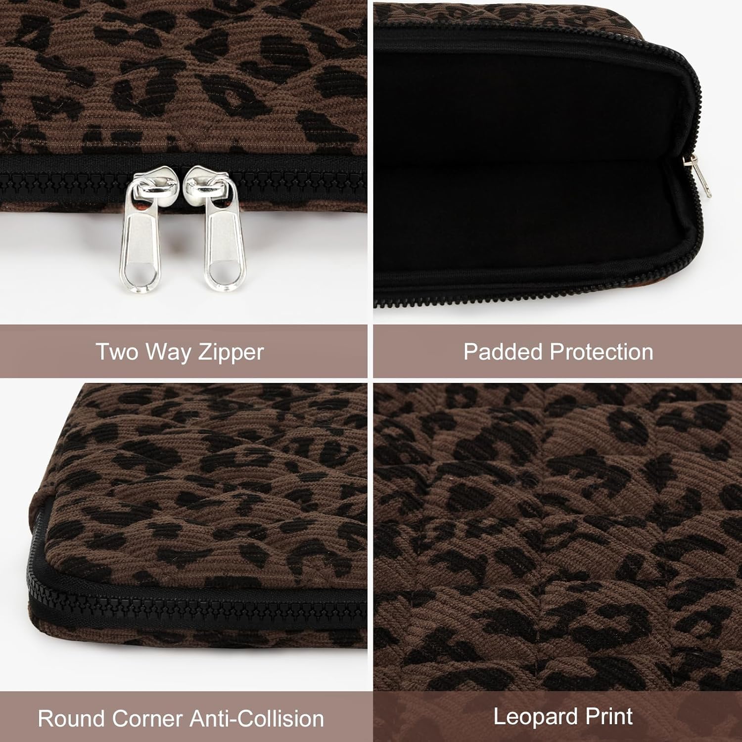 Starnearby Housse pour Ordinateur Portable à Imprimé Léopard, Pochette Ordinateur Matelassée 13-14 Pouces, Compatible avec Macbook Air 13 Pouces, Macbook Pro 13 14 Pouces, Neo 13 Pouces