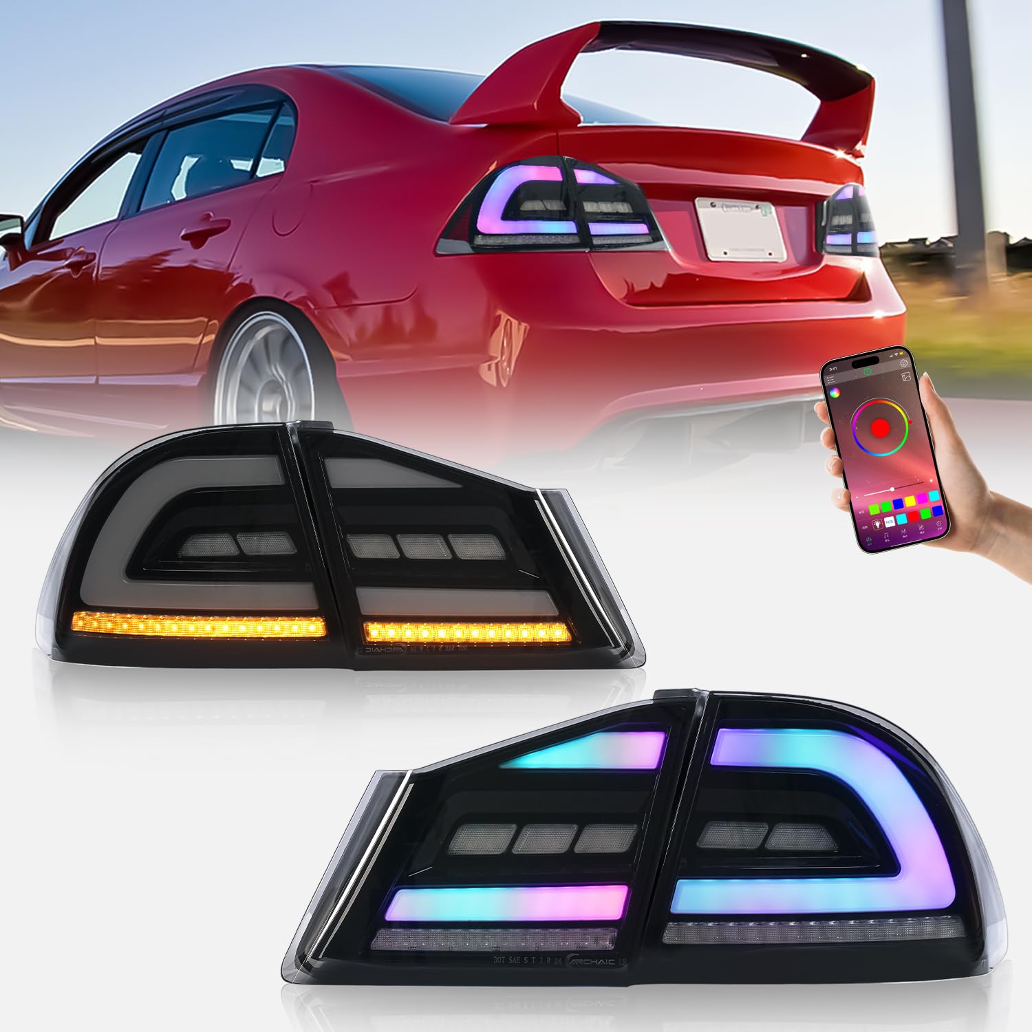 値下げ‼️fd2 シビックワンオフテ一ルライト Amazon | ホンダシビック8代目 FD2タイプR テールランプ RGB機能