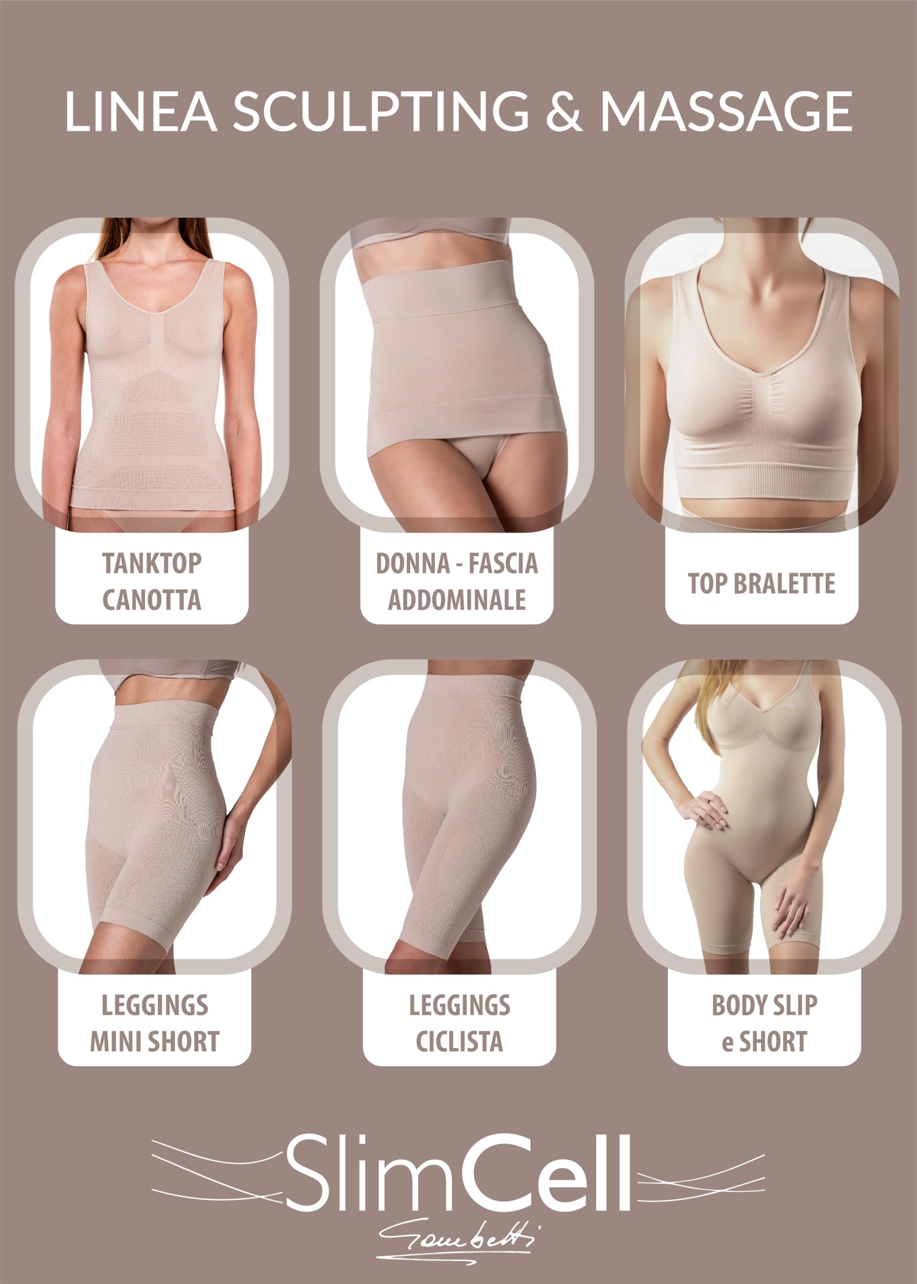 SLIMCELL Body Contenitivo Modellante – Effetto Pancia Piatta, Body Modellante Donna con Sostegno Senza Ferretto, Shapewear Bodysuit con Bretelle Regolabili - Made in Italy