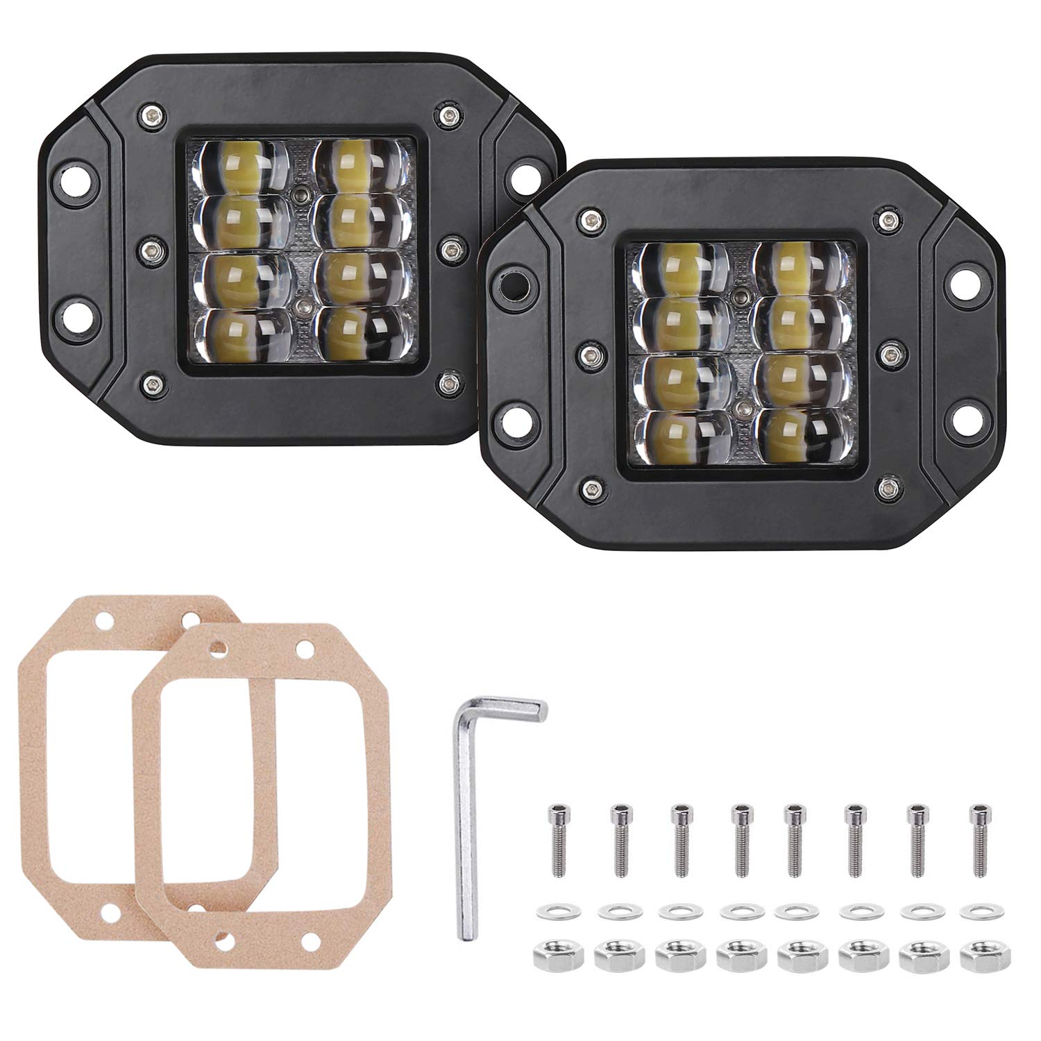 Buy Flush LED Pods, AAIWA 2pcs 5inch LED Backup Lights 80W LED Light Pod 8000LM Super Bright Off