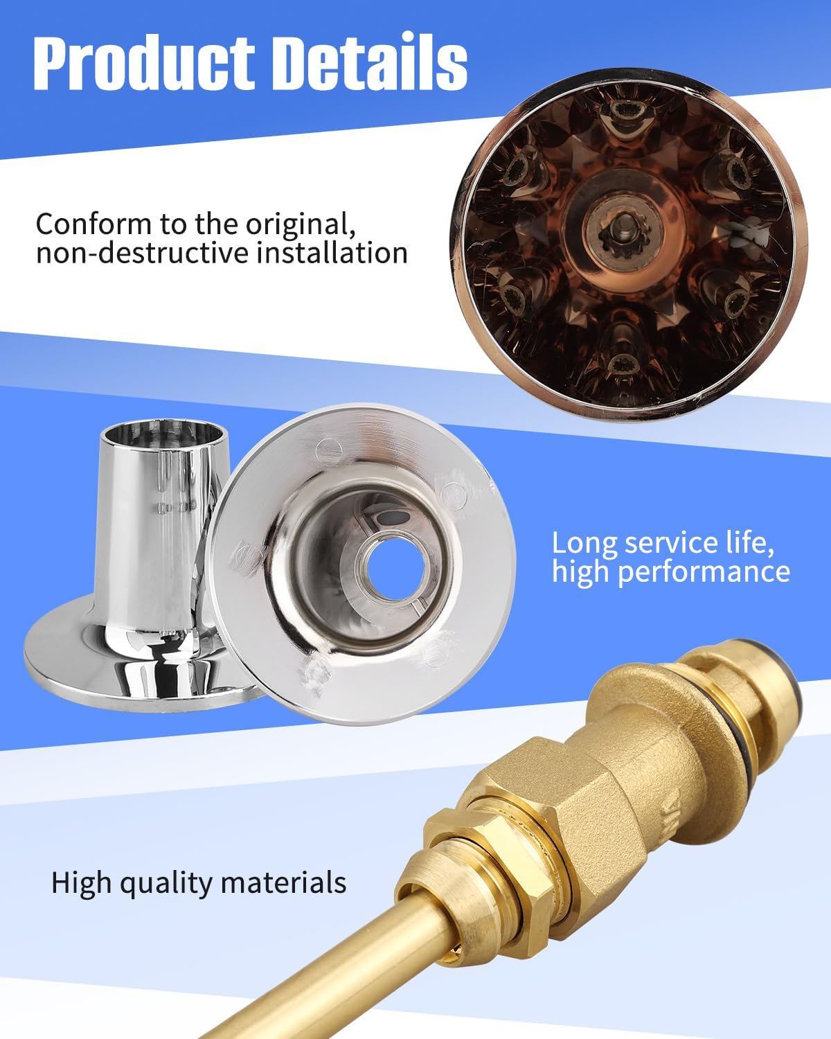 39619 3 Handle Bathtub and Shower Remodel/Rebuild Trim Kit Fit for Price Pfister Verve Faucets, Shower Faucet Knob Kit Includes 12H-2H 12H-2C 12H-18D Stems, Chrome knob Handle and Flange Base