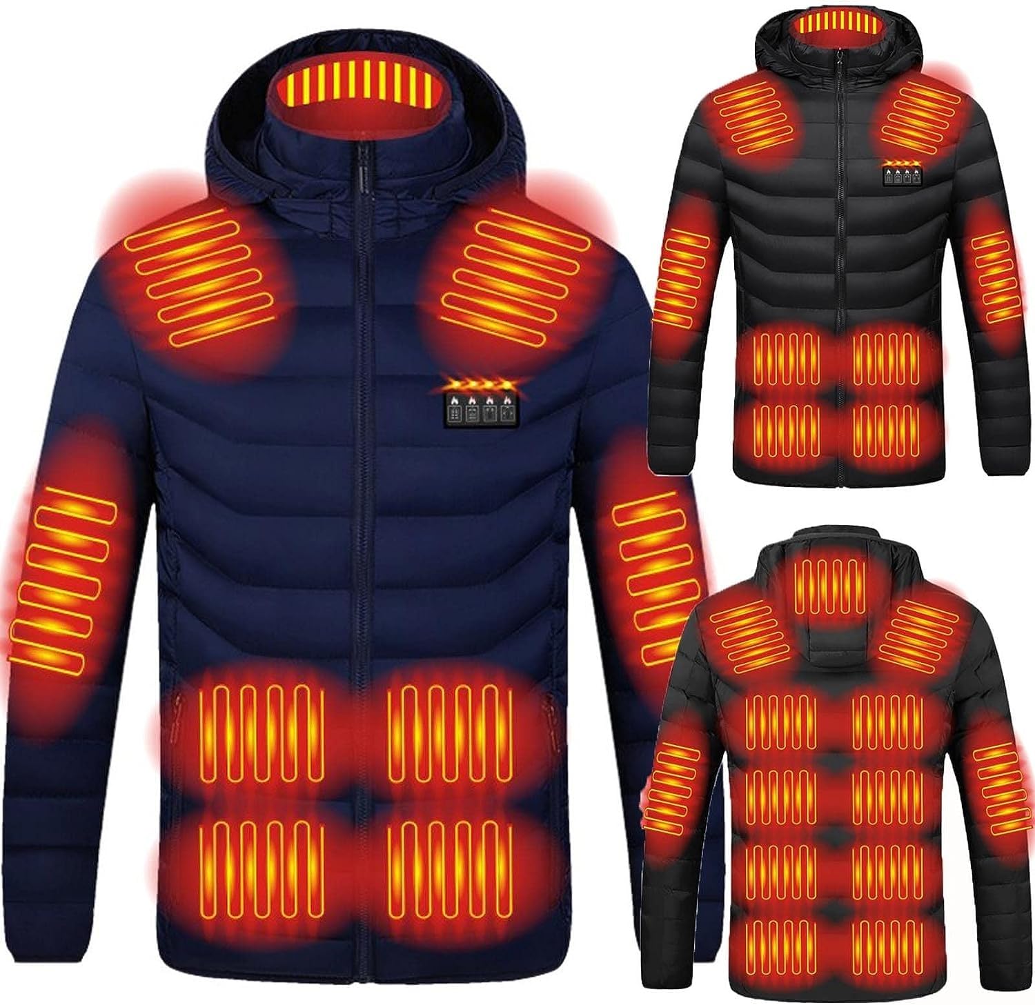 Giacca Riscaldata per Uomo Donna, USB 19 Zone Di Riscaldato Gilet Riscaldante Elettrico Cappotti Con Cappuccio, Gilet Caldo Invernale per Sci All'aperto Moto Escursioni In Campeggio