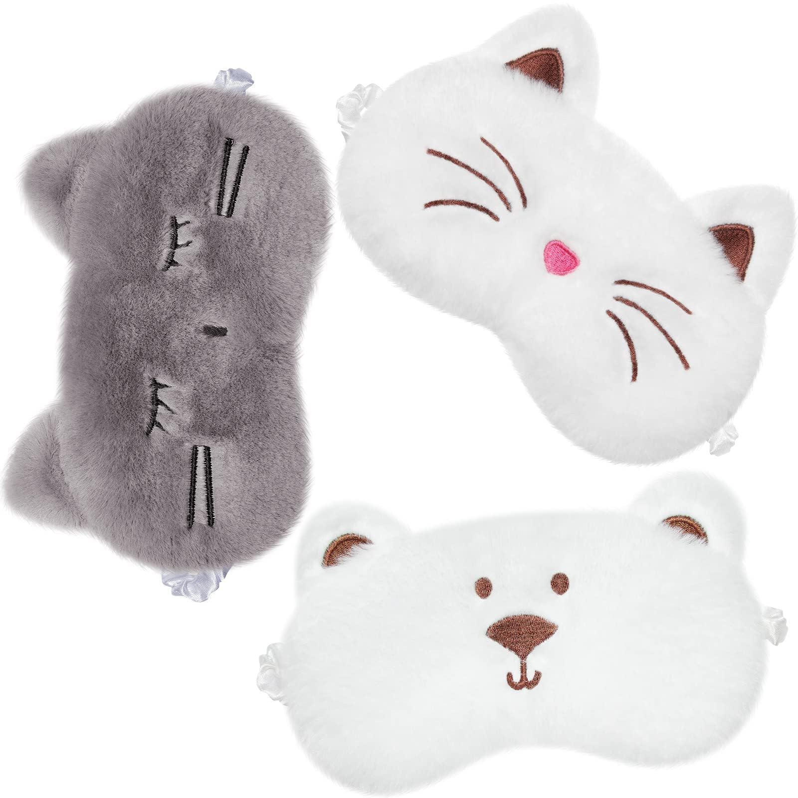 TERRIFI 3 Pack Sleeping Eye Mask, Animal Design Soft Masks, Soft Funny Eye Blindfold, Adjustable and Elastic Eye Mask, Suitable for Women Men Kids