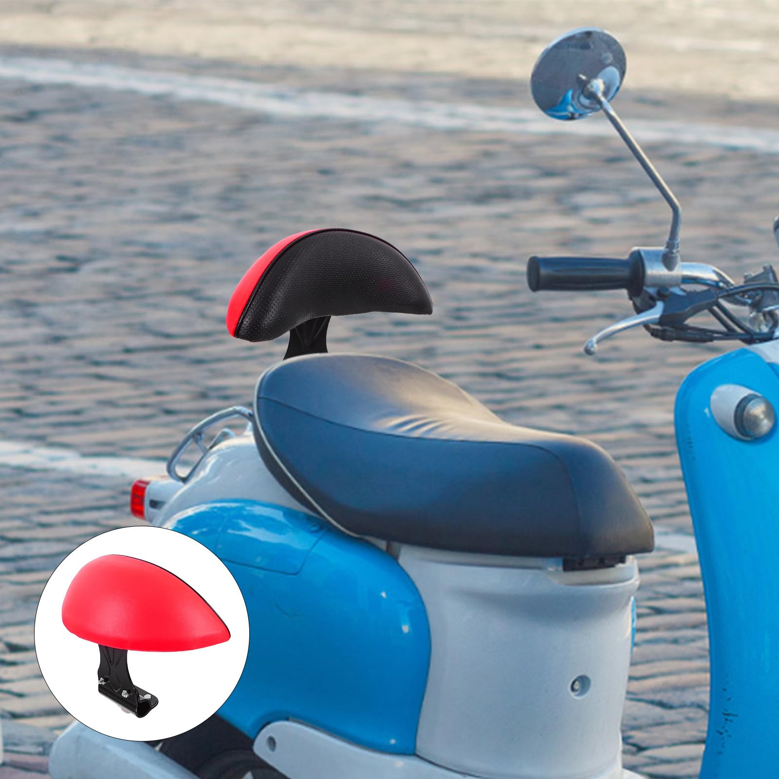 POPETPOP Coussin de Dossier Rouge en Fer Mousse pour Vélo Électrique – Coussin de Siège de Sécurité Arrière – Accessoire Confort pour Cyclisme en Toutes Saisons pour Adultes