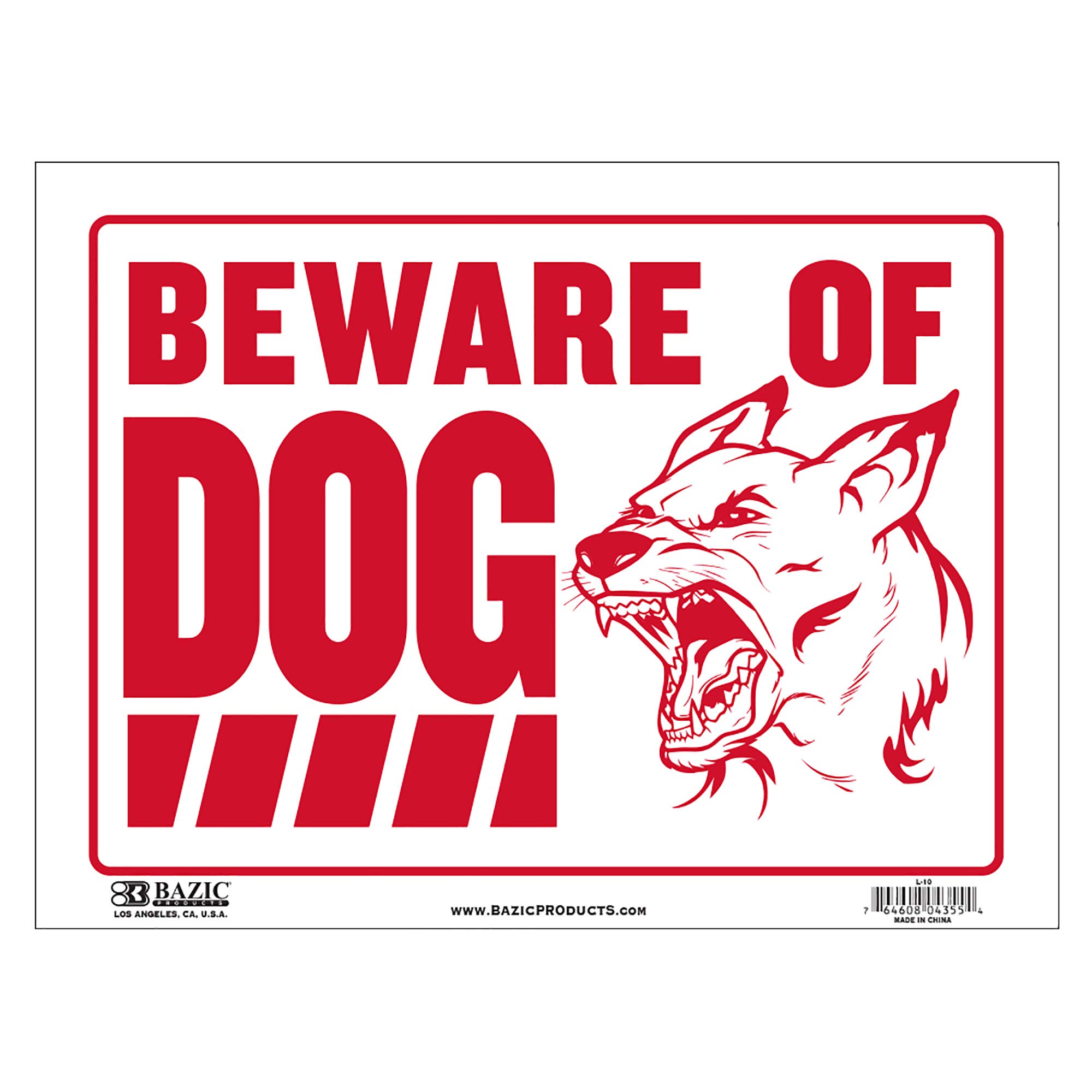 Photo 1 of BAZIC Beware of Dog Sign 12"x16", Warning Plastic Signs for Home Store Wall Door Border, Waterproof Indoor Signage, 1-Pack Beware of Dog 1-Pack