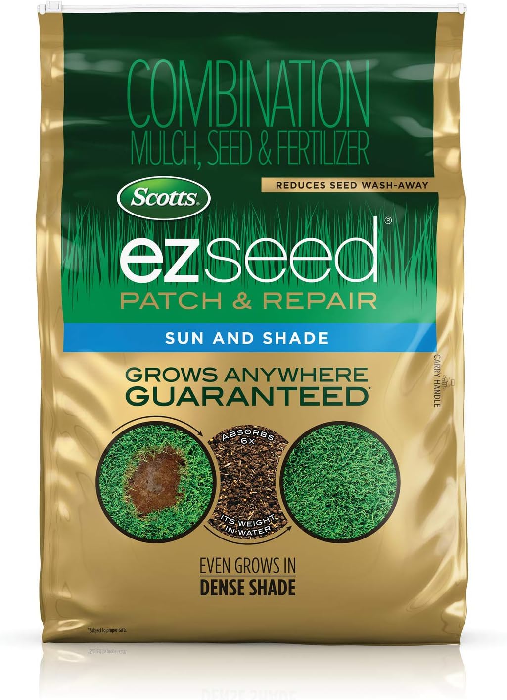 Scotts EZ Seed Patch and Repair for Sun and Shade Combination Mulch, Sun and Shade Grass Seed and Fertilizer for Bare Spots and Repair, Grows Anywhere 2 packs of 50LBs