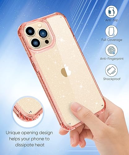 Miniatura 18 de MIODIK Funda compatible con iPhone 13 Pro, con protector de pantalla + protector de lente de cámara, funda protectora de purpurina transparente