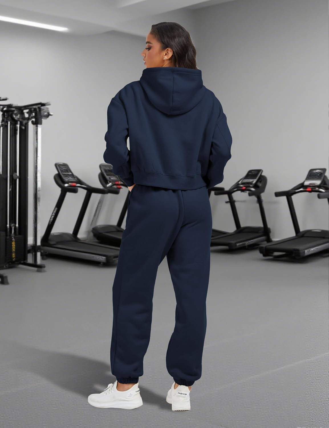 Sweatsuits for Women 2 Piece Set Crop Fleece Lining Hoodies Jogger Sweatpants Sweat Suits - Image 5