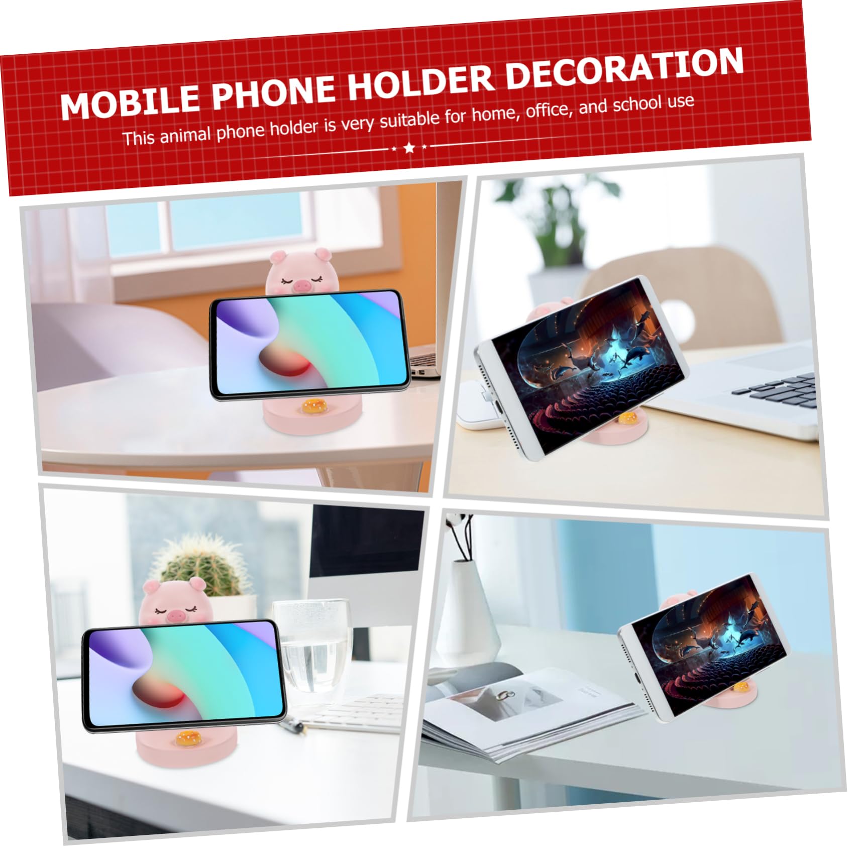 Uonlytech 5pièces Support De Téléphone Résine Piggy Support De Bureau pour Smartphone Design Et Unique Maintien Sécurisé pour Les Appareils Mobiles