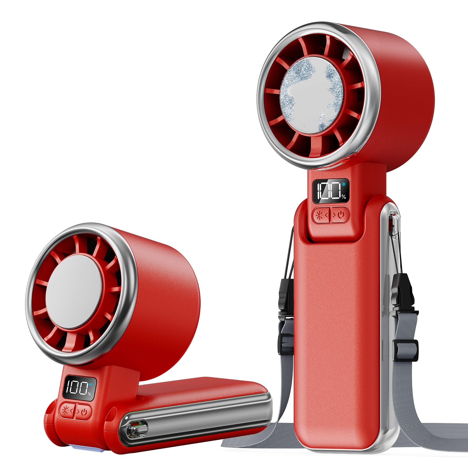 Photo 1 of SHEWIND Portable Handheld Fan - Red, Mini, Rechargeable