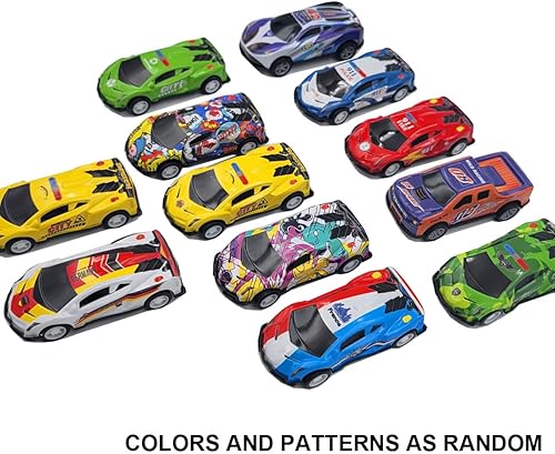 Miniatura 2 de SeeuFun Paquete de 12 autos de carreras de aleación a escala 164 de 2.9 pulgadas, auto de carreras fundido a presión, vehículos de caricatura,