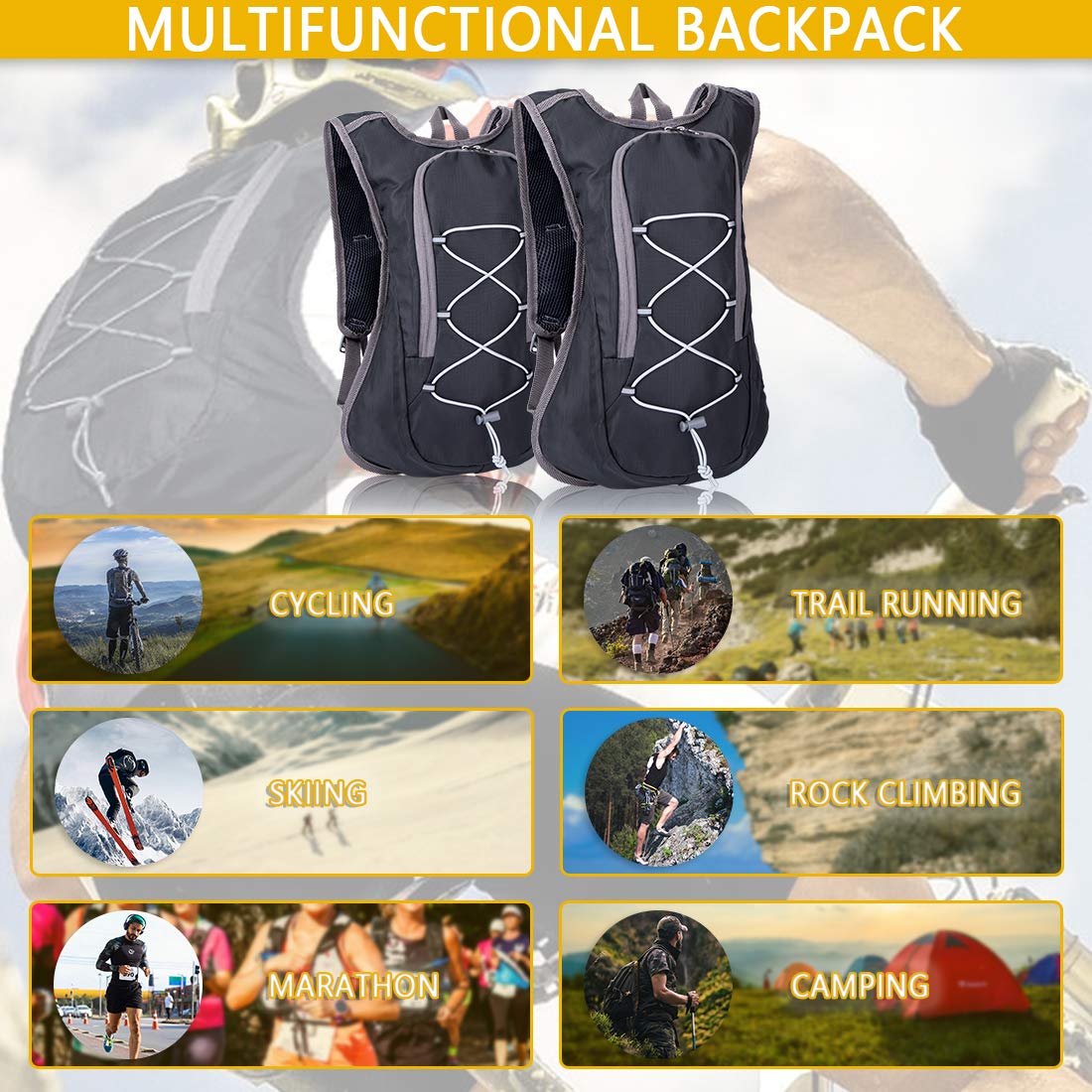 6L Mochila de Ciclismo Ligero, Mochila Trail Running Pequeña, Mochila de Bicicleta Resistente a Salpicaduras para Deportes al Aire Libre, Ciclismo, Camping y Distancia Corta Senderismo