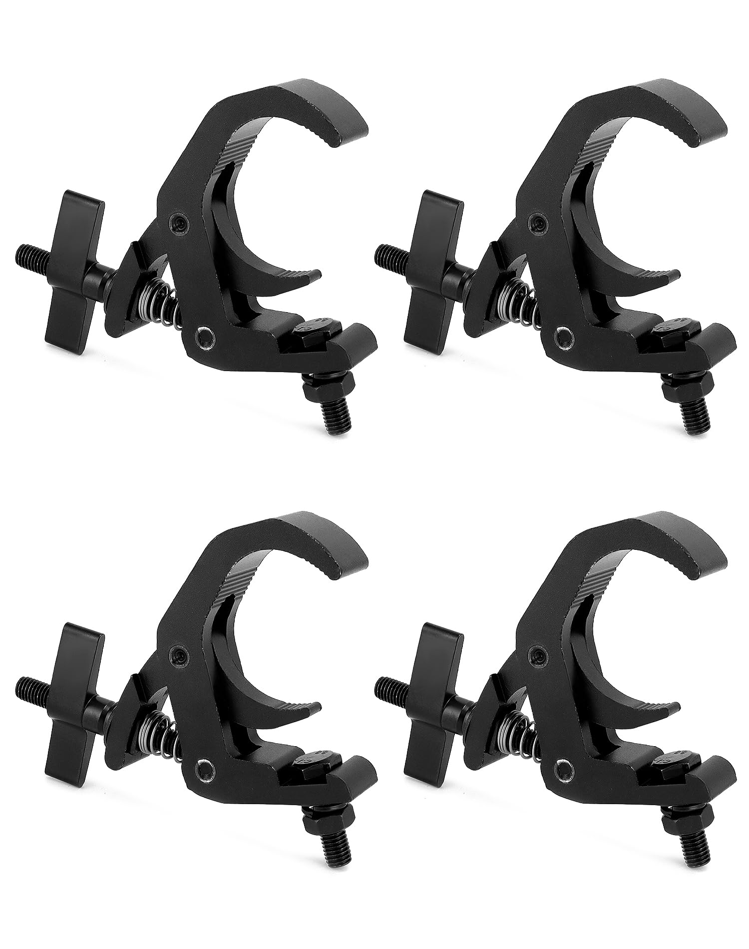 QWORK Truss Clamp Stage Lights Clamp, 4 Pack Heavy Duty 330-pound Black Clamps for Moving Head Stage Lighting Fixtures, Fit 1.57-2.36 Inch OD Pipe