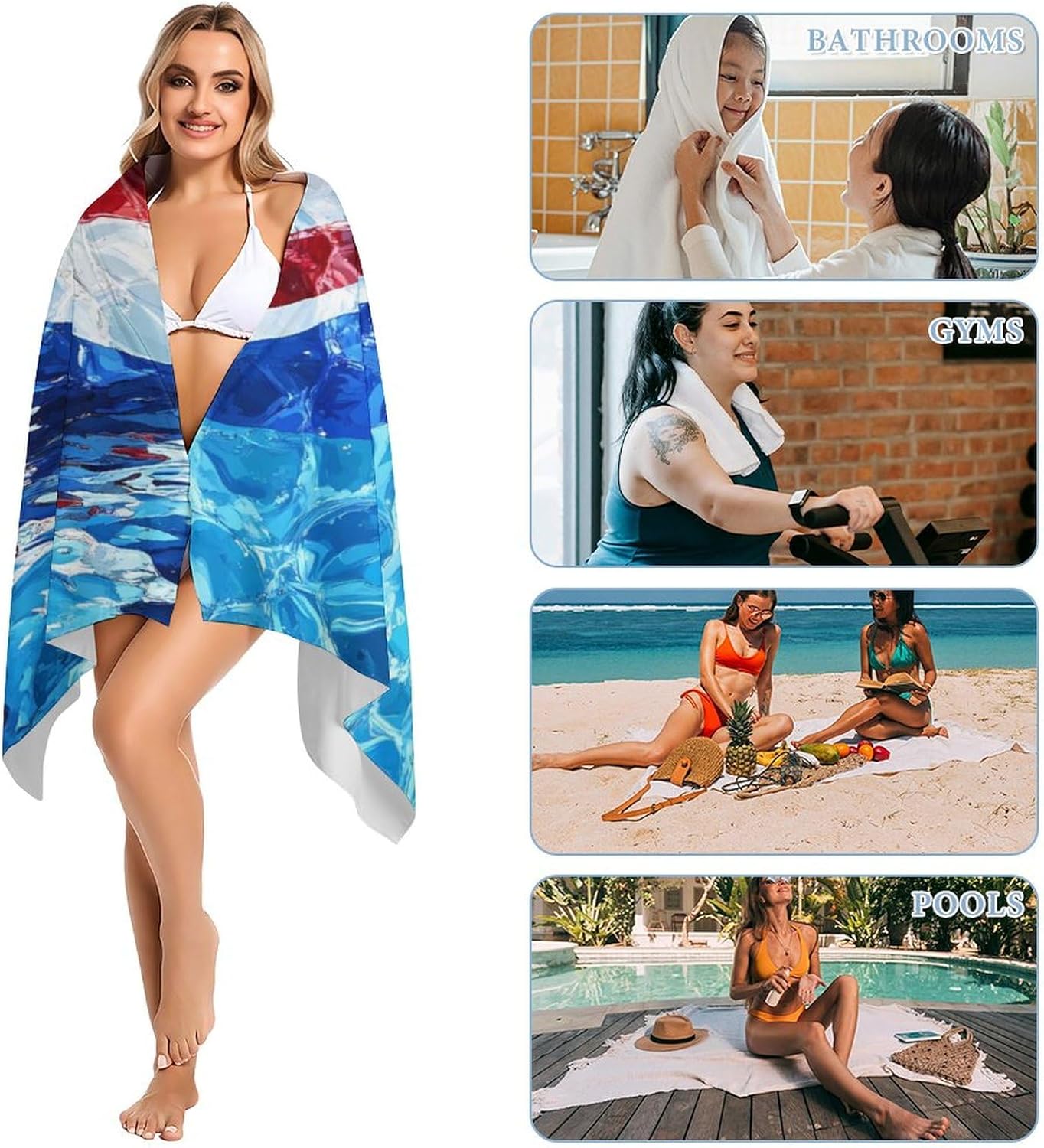 United Kingdom Flag in Water Beach Towels Oversized Jumbo Large Yoga Bath Towel for Pool Yoga Swim Body 160x80cm