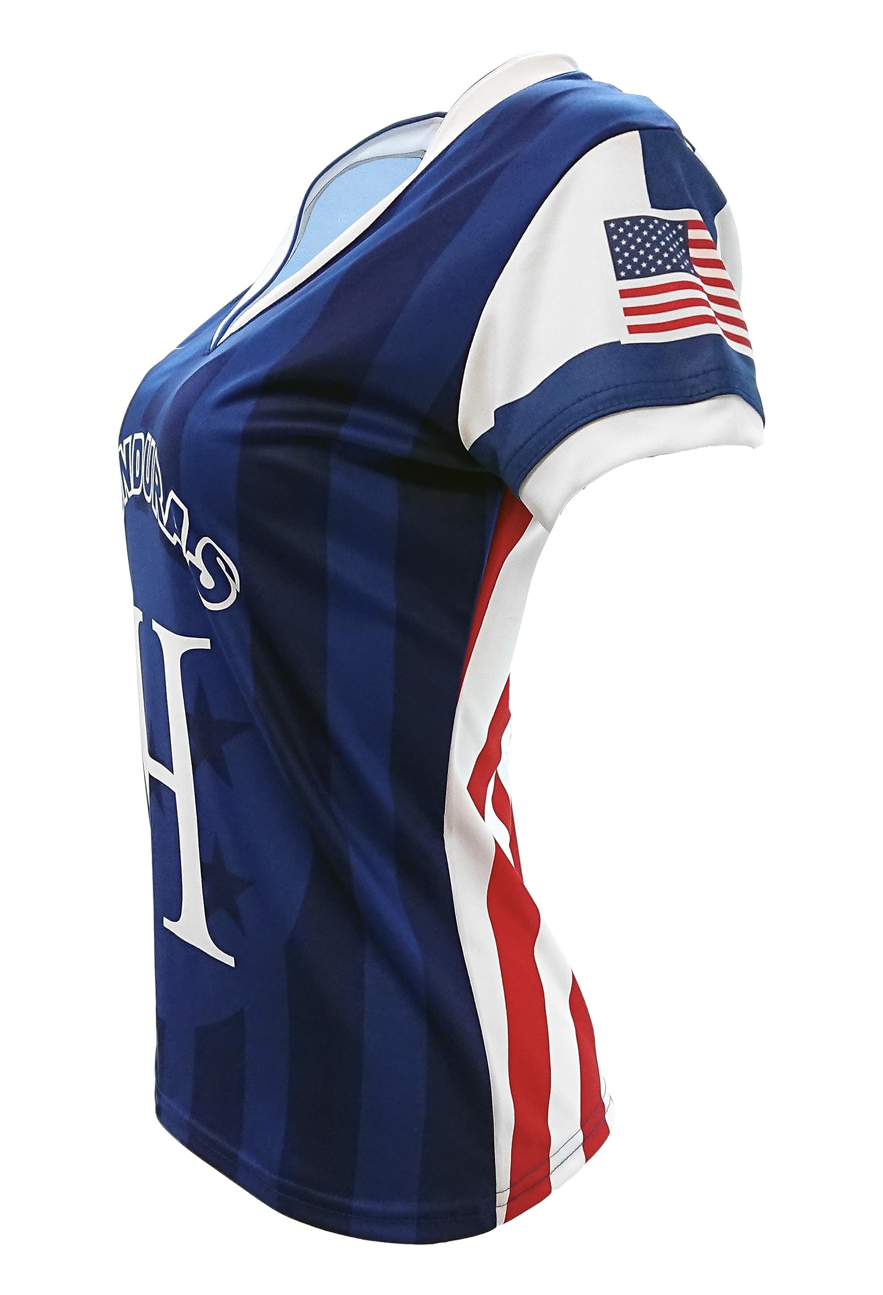 ARZA Honduras and USA Jersey Design for Women 100% Polyester New_Sizes S to 3XL (US, Alpha, Small, Regular, Regular, Blue)