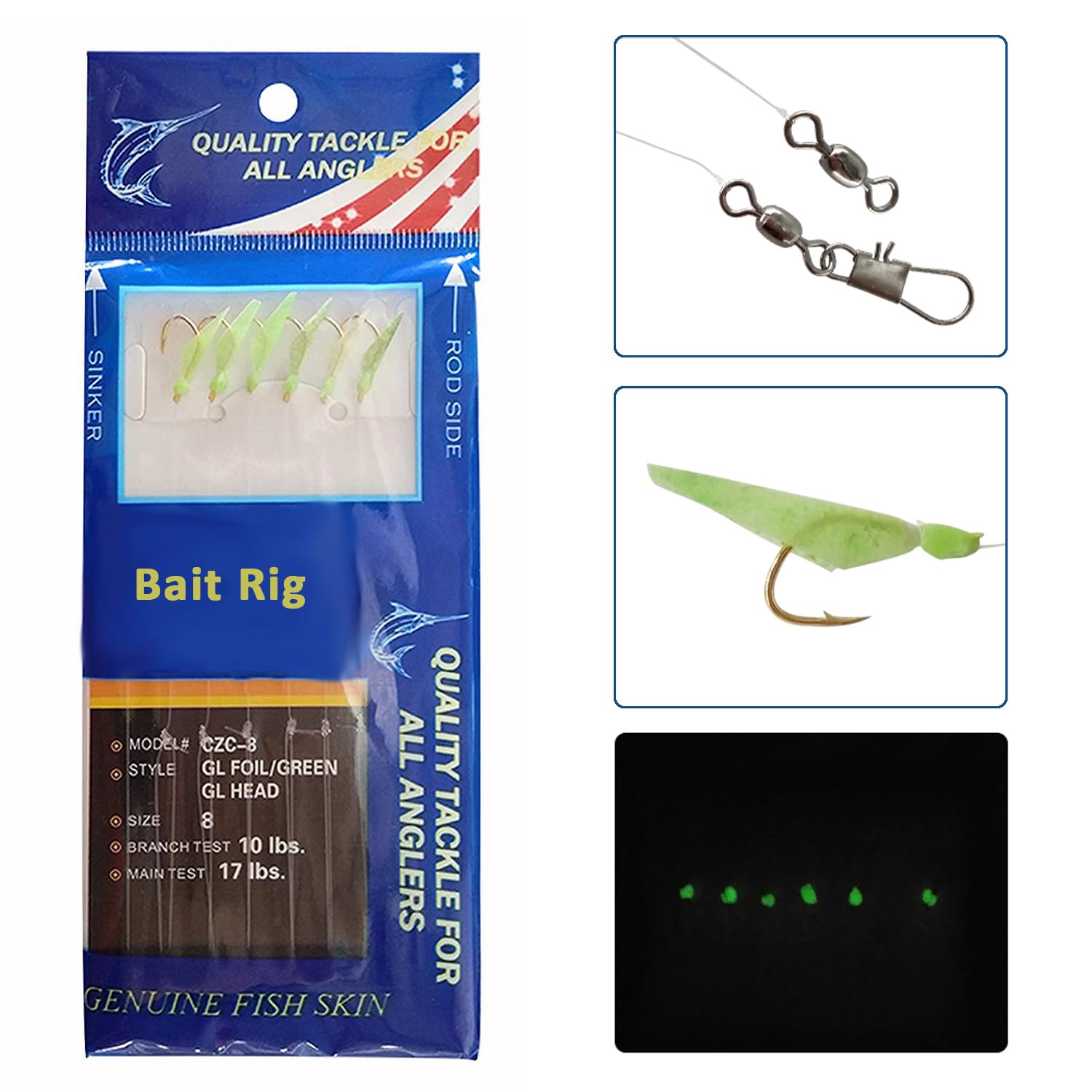 Snapklik.com : Fishing Bait Rigs Set 15 Packs String Hooks Glow Lure ...