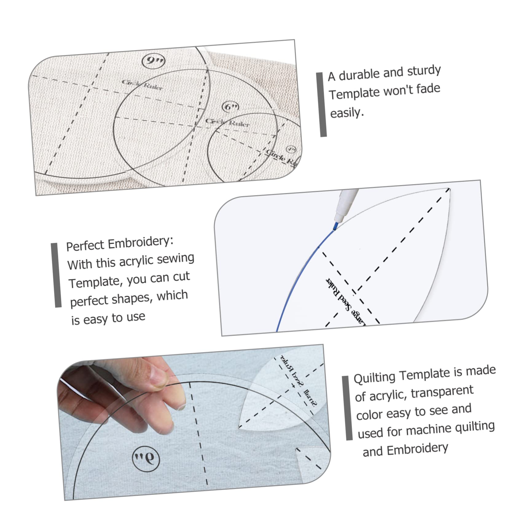 Plantillas De Acolchado y Costura Kit De Reglas Para Patchwork Diseño Práctico Acrílico Duradero